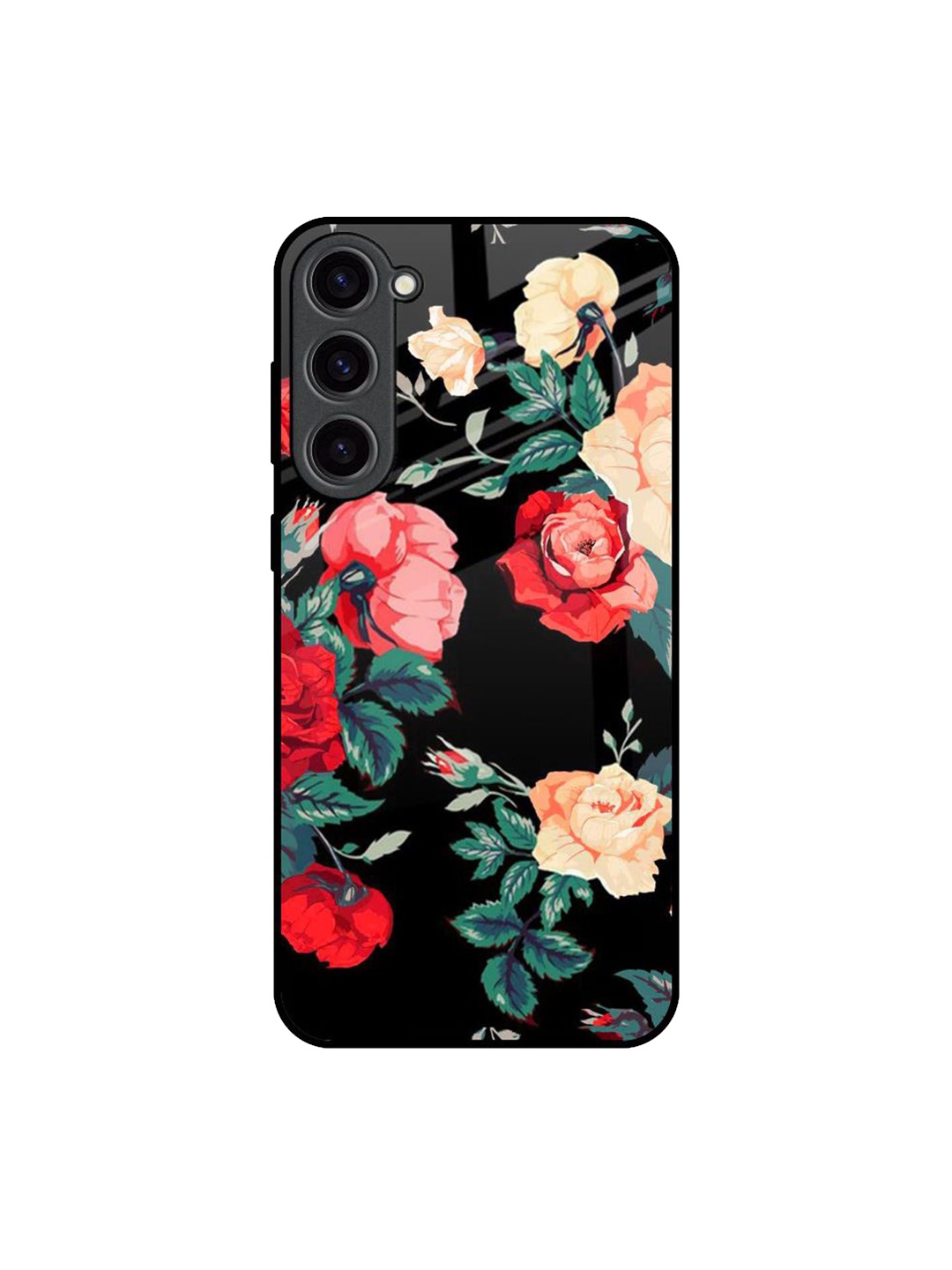 

QRIOH Floral Printed Samsung Galaxy S23 Plus 5G Back Case Mobile Accessories, Black