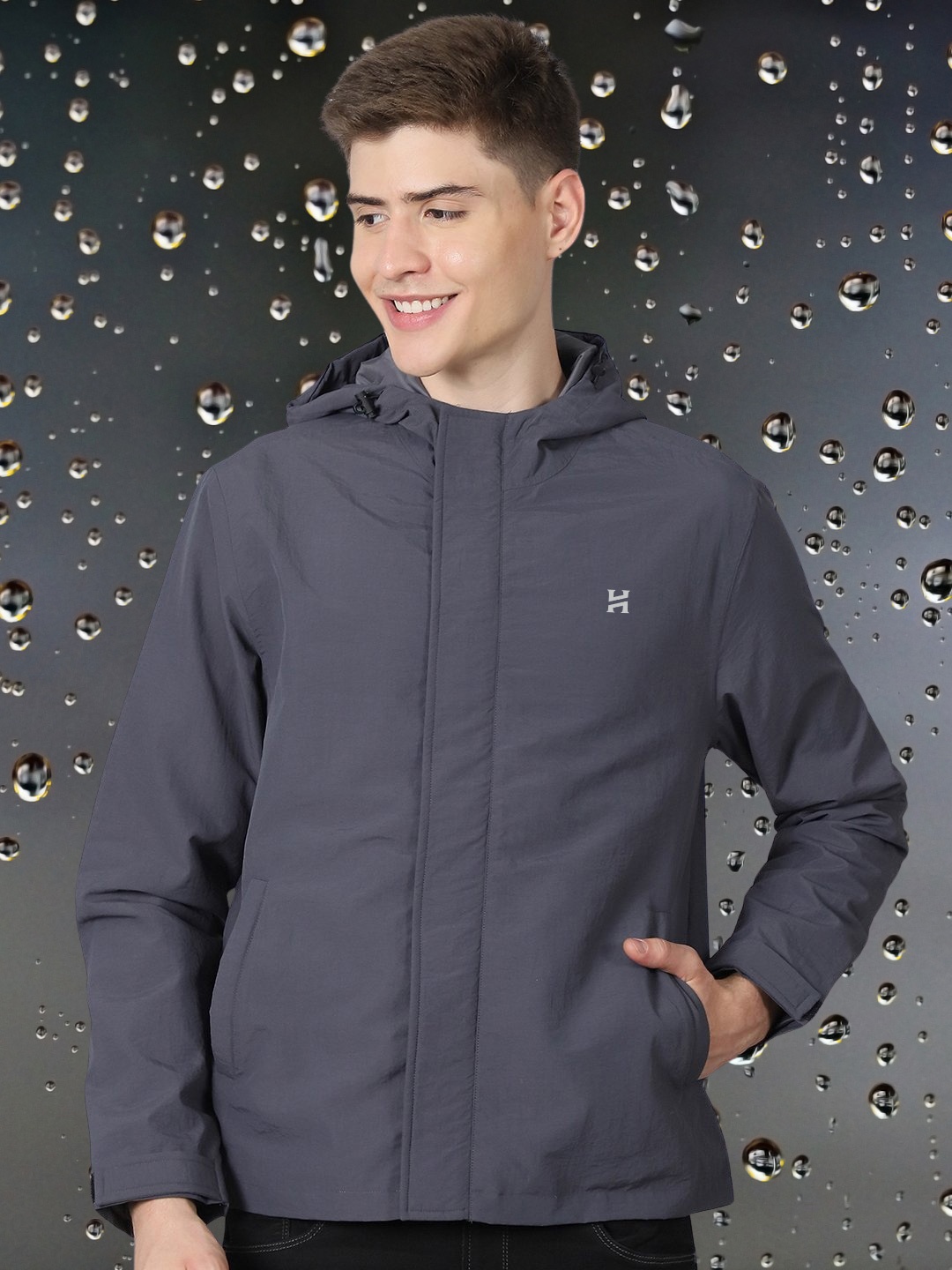 

HOUSE OF VEDAS Men Windcheater and Water Resistant Outdoor Sporty Jacket, Grey