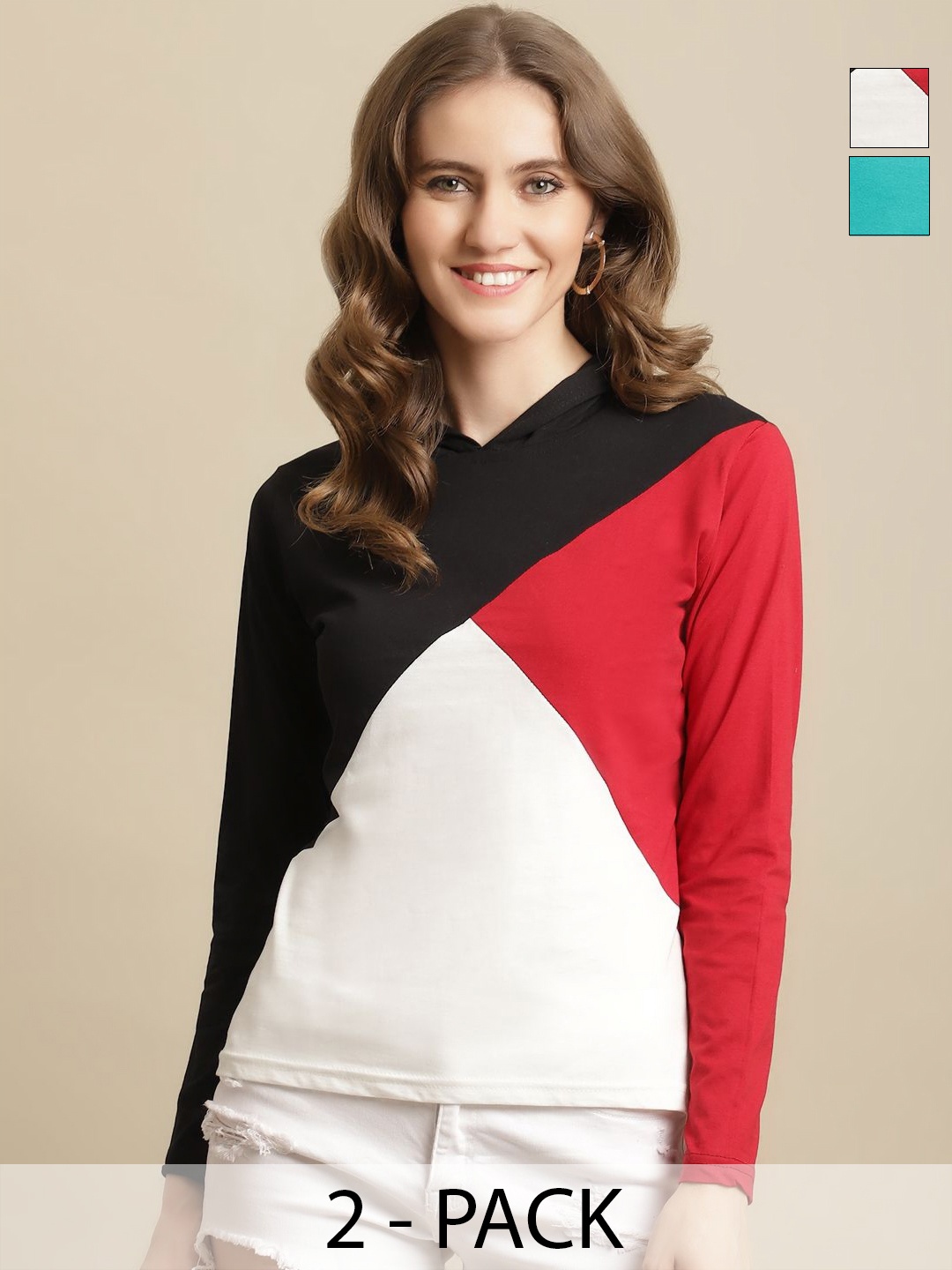 

GLOBAL NOMAD Women 2 Colourblocked T-shirt, Multi