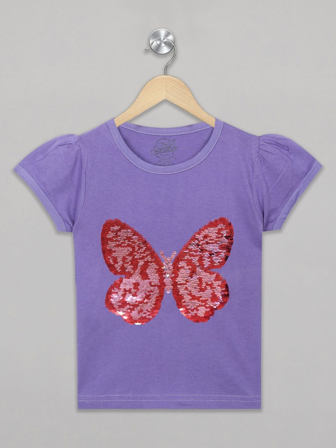 

The Sandbox Clothing Co. Girls Printed Extended Sleeves Raw Edge T-shirt, Purple