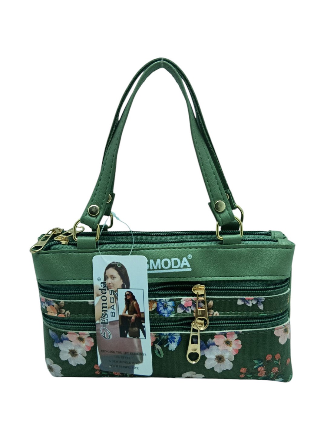 

Esmoda Floral Printed PU Handheld Bag, Green