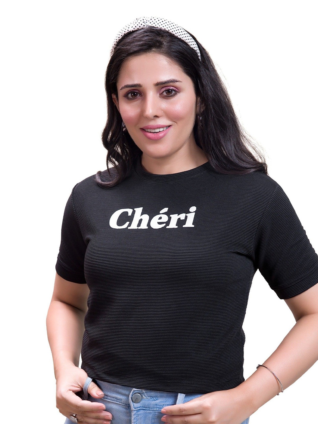 

BAESD Print Cotton Crop Top, Black