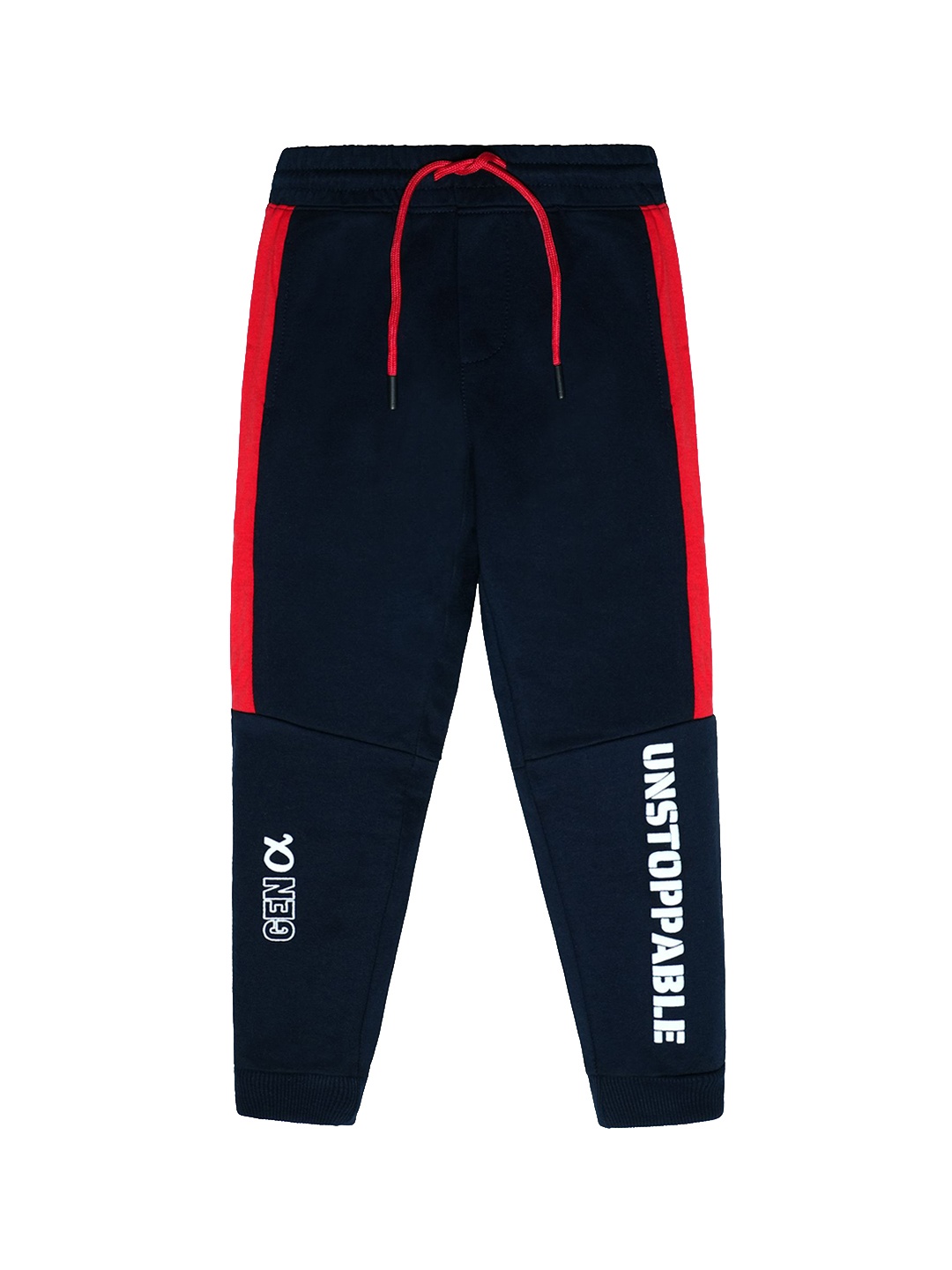 

Nino Togs Boys Typographic Printed Cotton Joggers, Navy blue