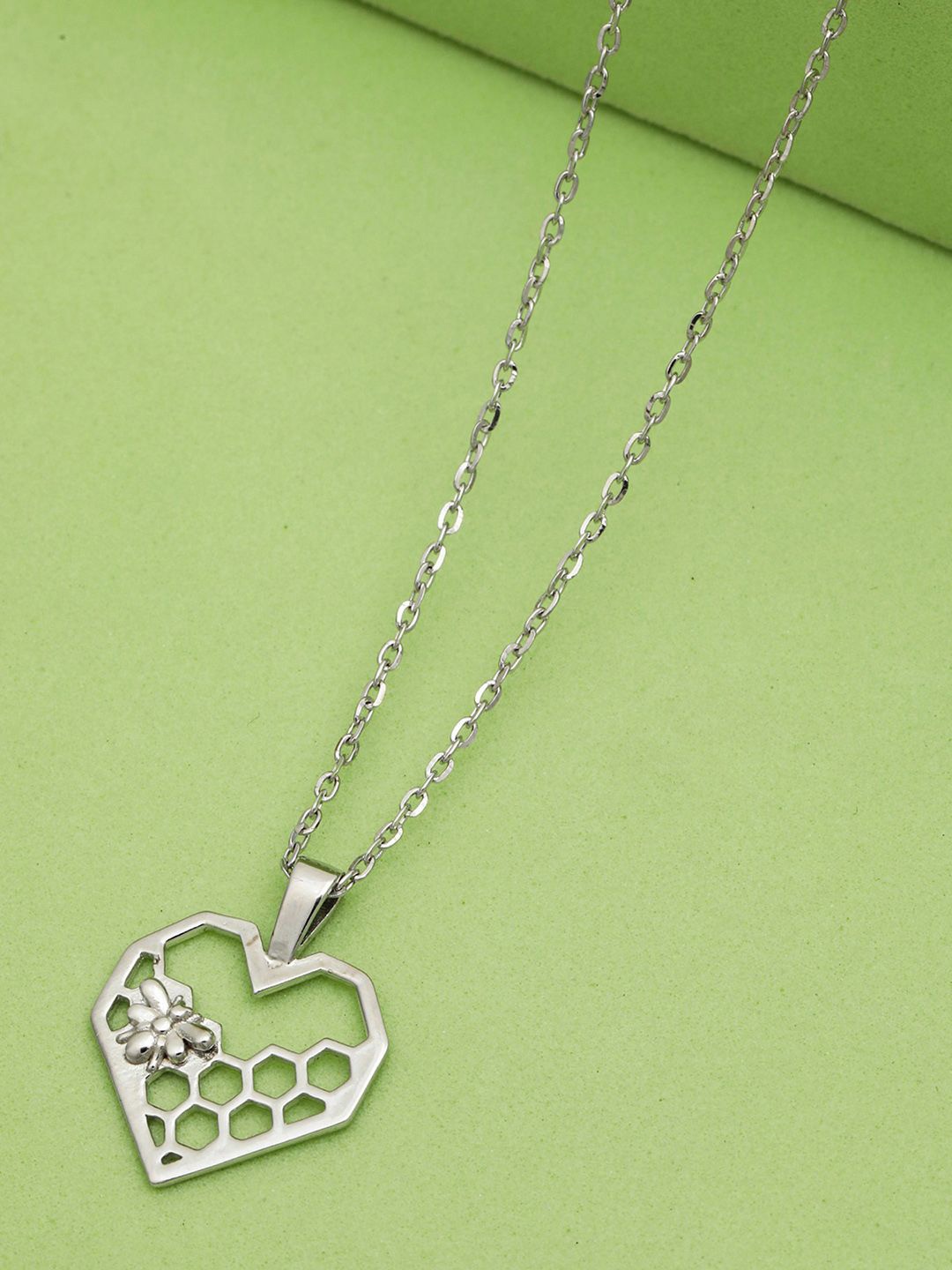 

MAIRA 925 Sterling Silver Rhodium-Plated Contemporary Shaped Pendants With Chains