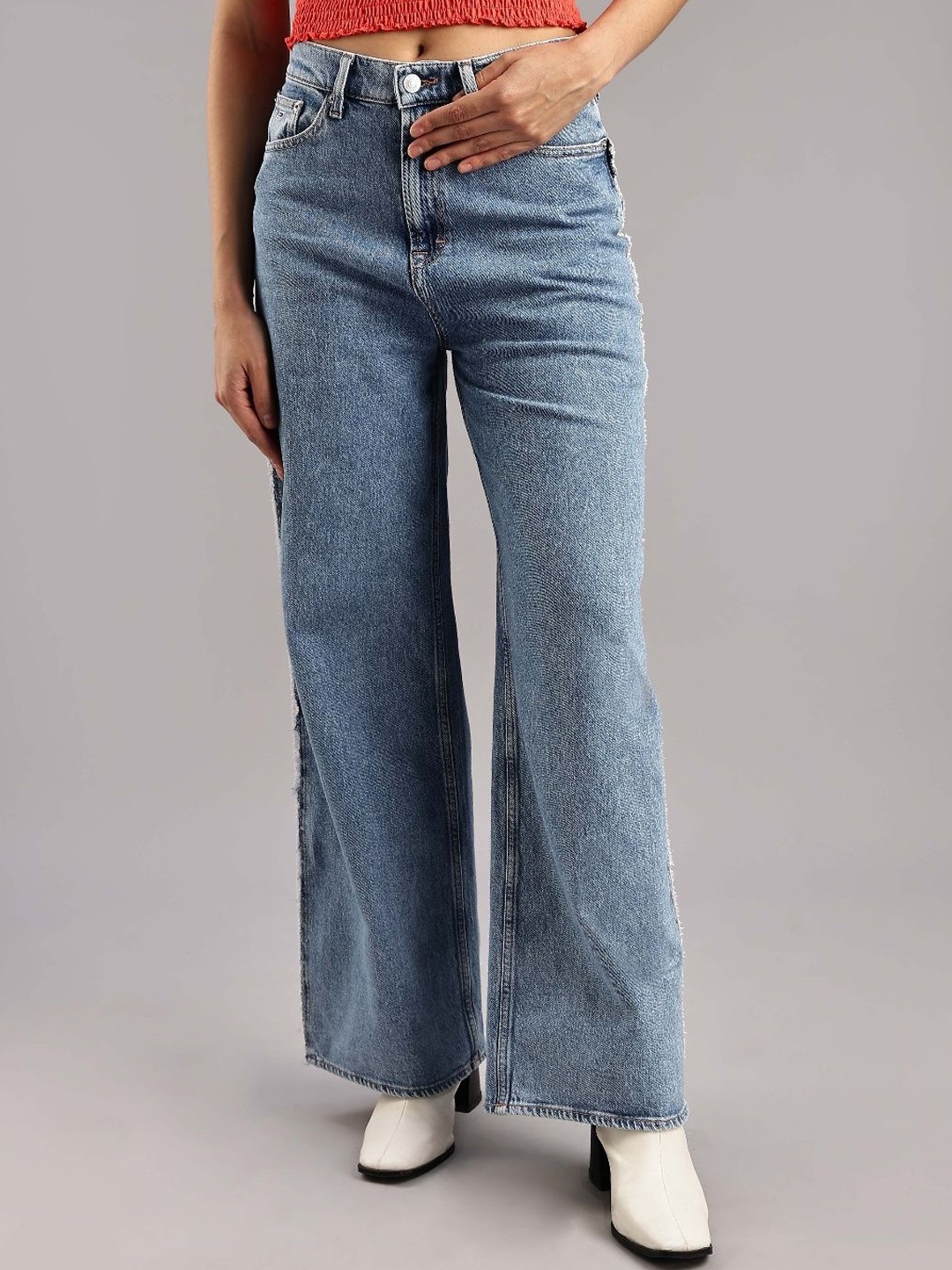 

Tommy Hilfiger Women Wide Leg High-Rise Stretchable Jeans, Blue