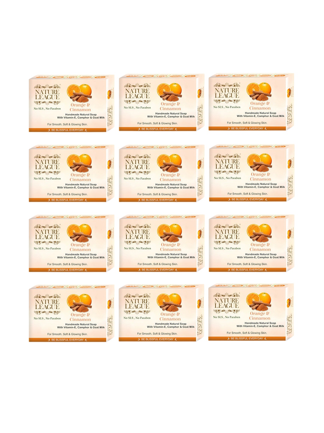 

NATURE LEAGUE Set Of 12 Orange & Cinnamon Nourishing Natural Soap - 100 g Each
