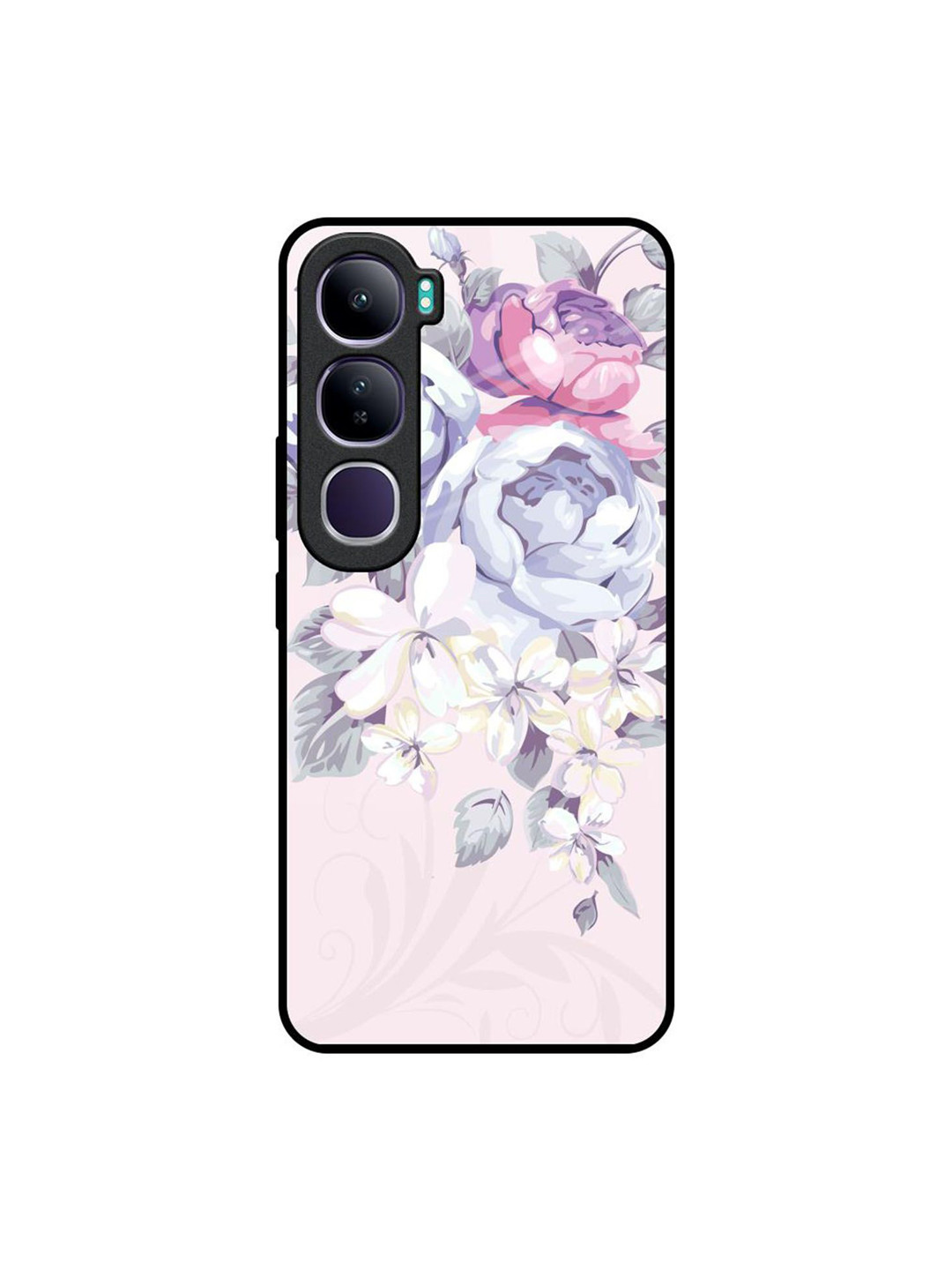 

QRIOH Floral Printed Vivo Y300 5G Back Case Mobile Accessories, Pink