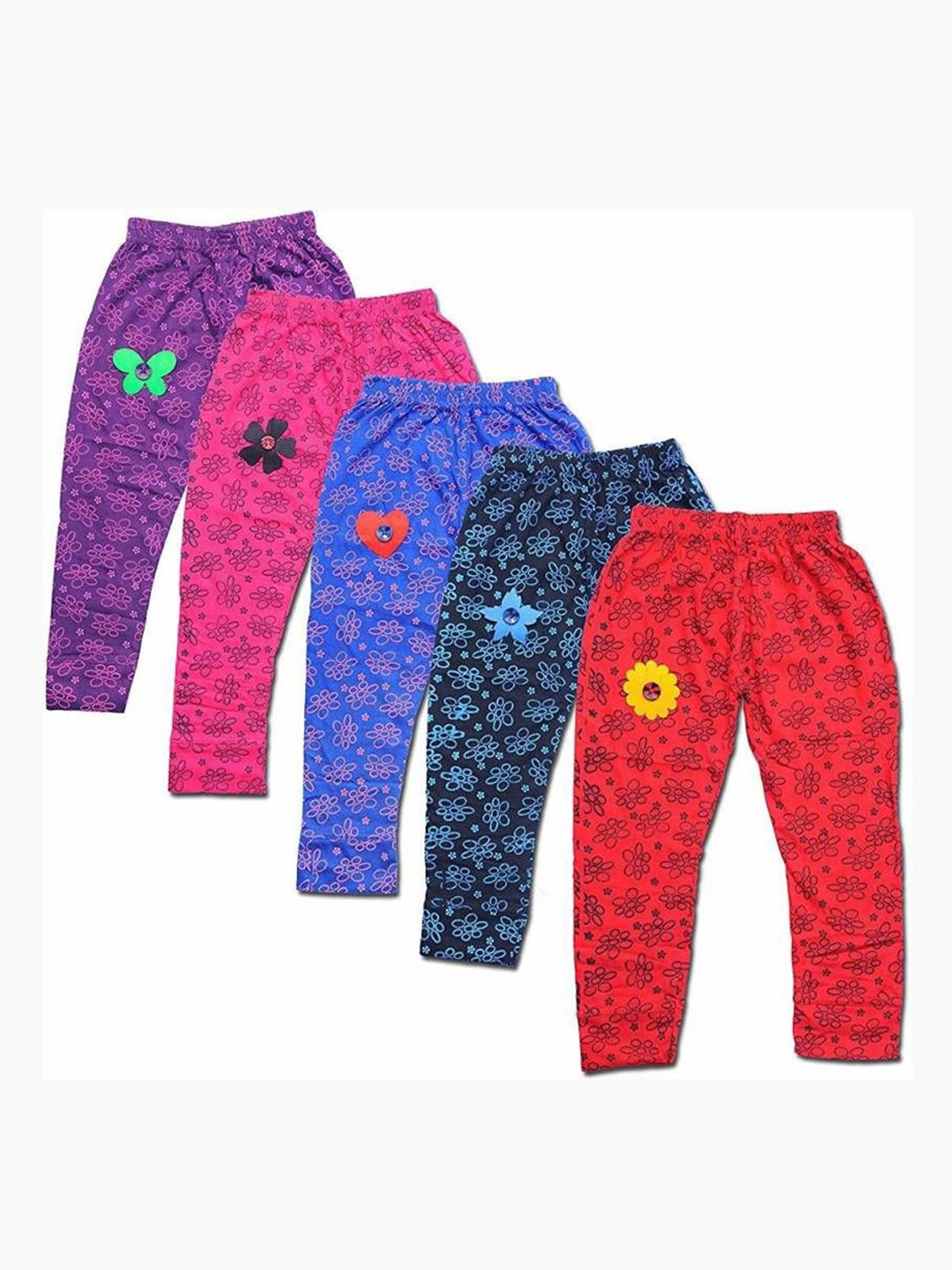 

FAZZA Girls Pack Of 5 Cotton Assorted Leggings