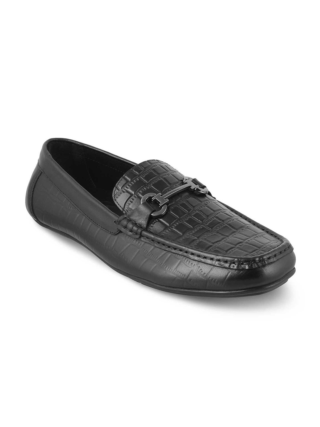 

Tresmode The Yoxile Black Men's Leather Driving Loafers