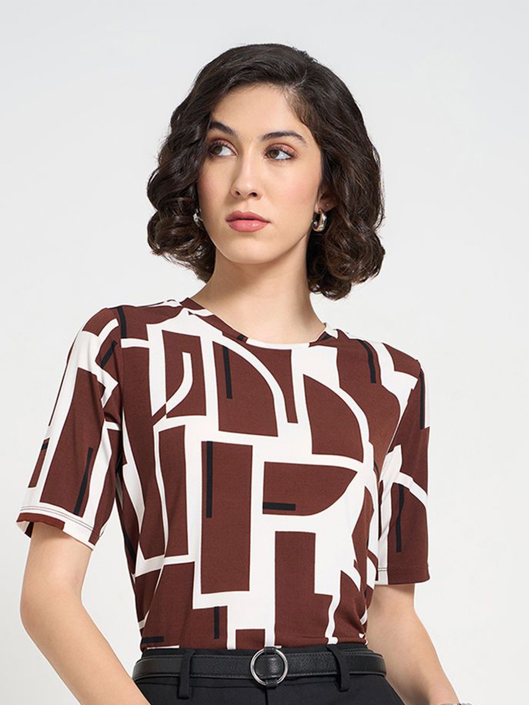 

Annabelle by Pantaloons Geometric Print Top, Brown