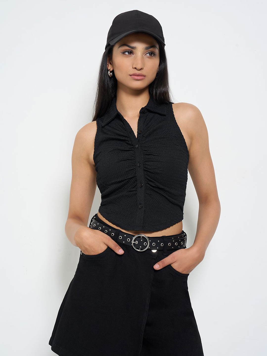 

SF JEANS by Pantaloons Shirt Style Top, Black