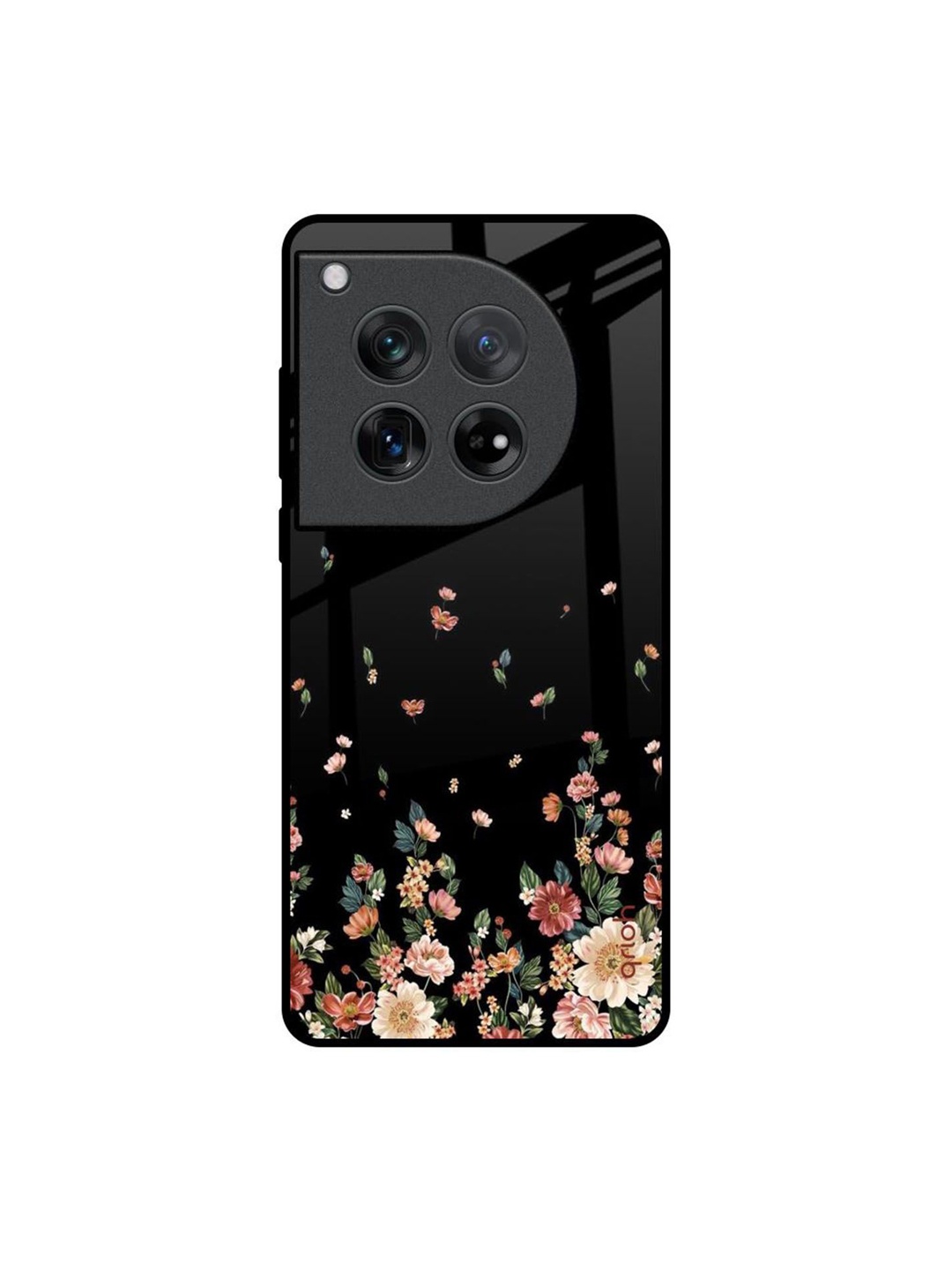 

QRIOH Floral Printed Oneplus 12 Back Case Mobile Accessories, Black