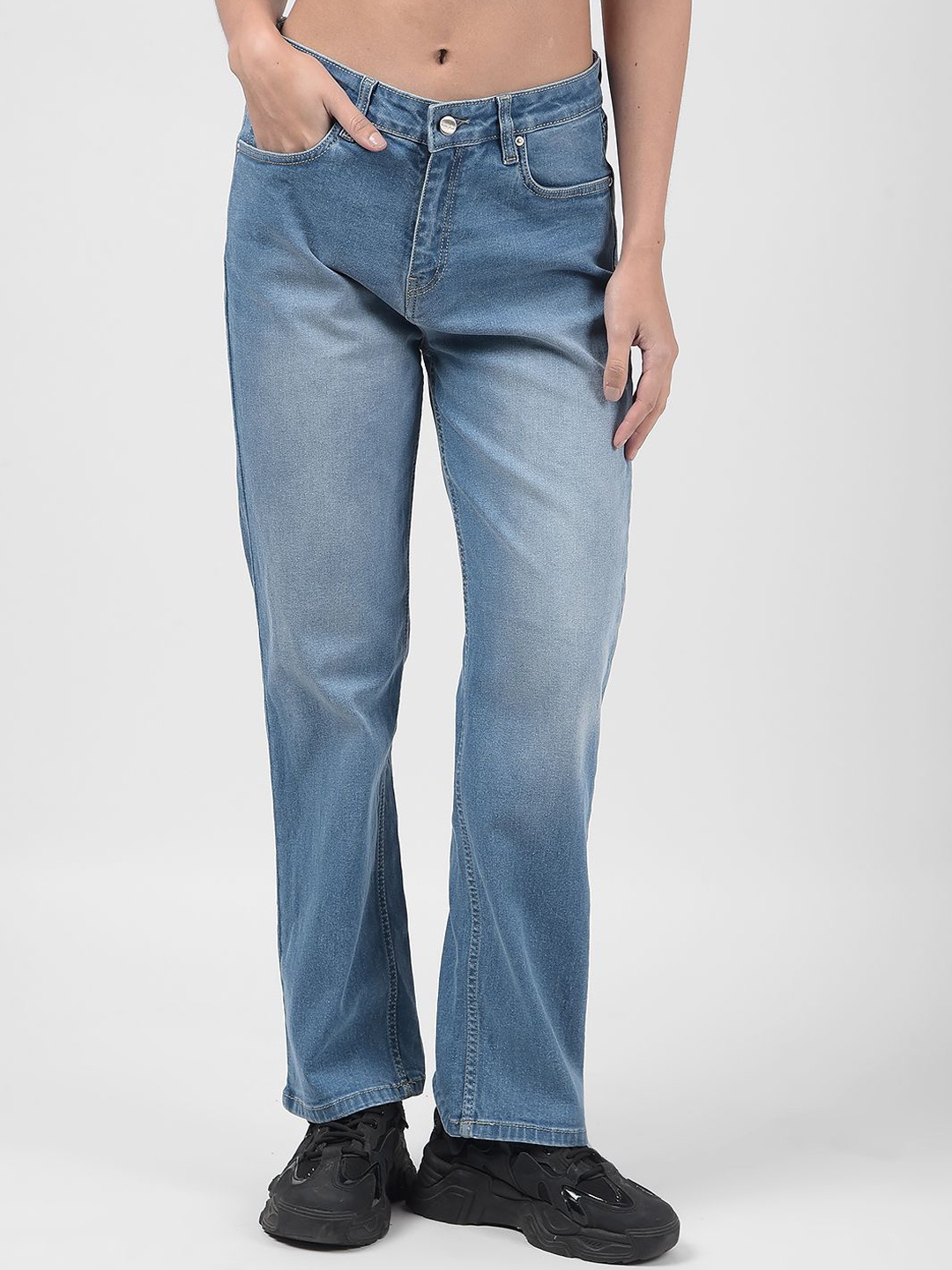 

Numero Uno Women Straight Fit High-Rise Light Fade Stretchable Jeans, Blue