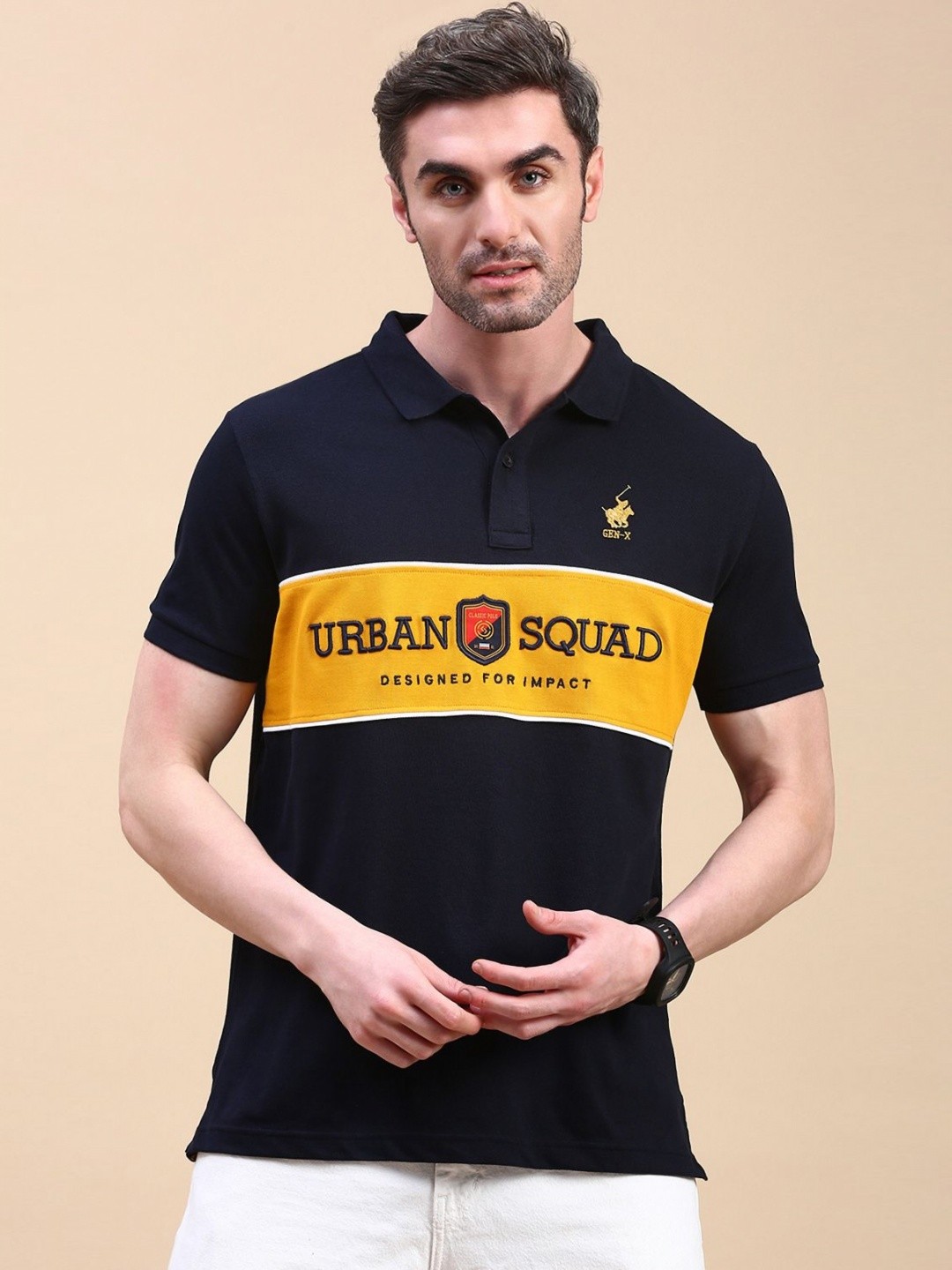

Classic Polo Men Polo Collar Slim Fit T-shirt, Navy blue