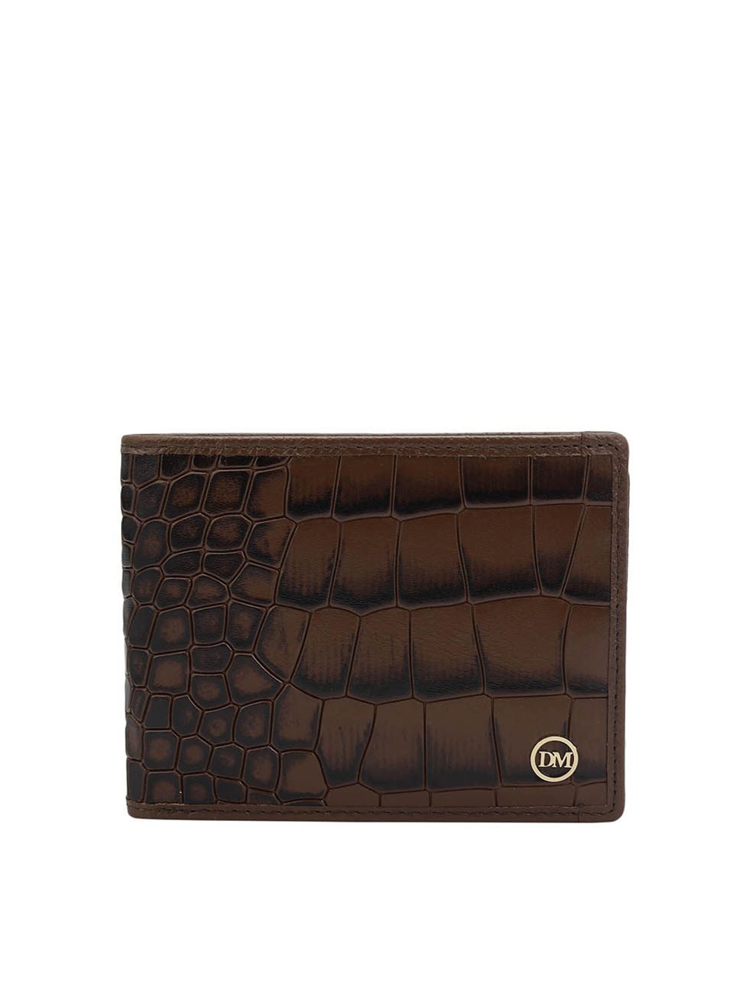 

Da Milano Men Animal Textured Leather Two Fold Wallet, Brown