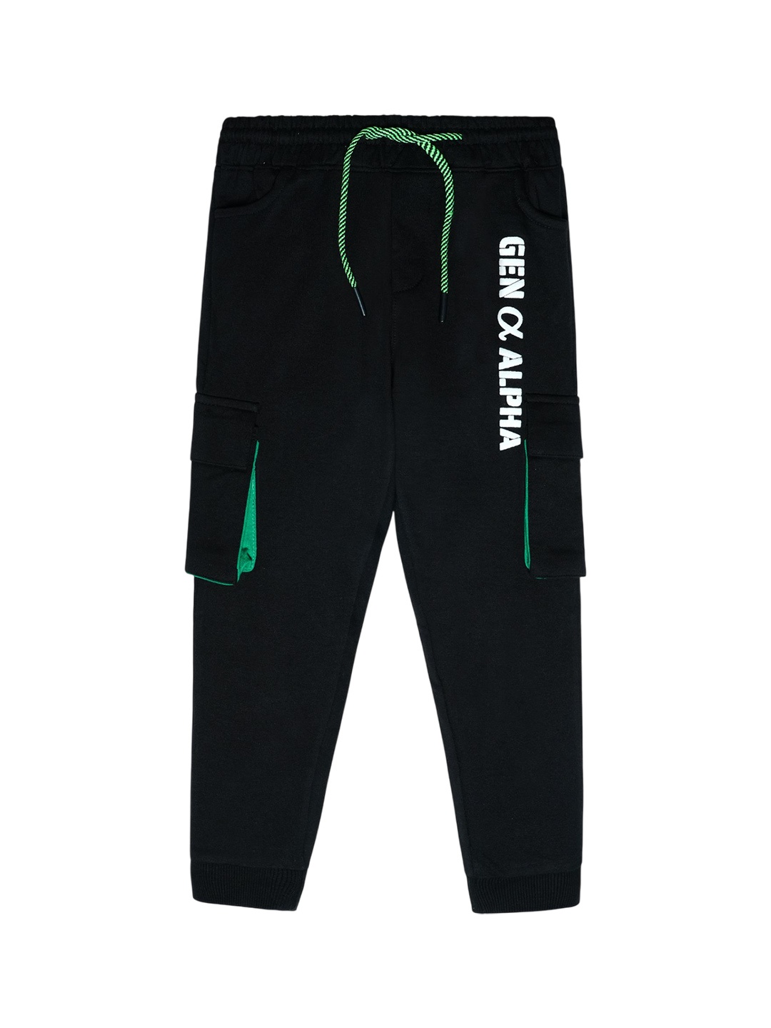 

Nino Togs Boys Typographic Printed Cotton Joggers, Black