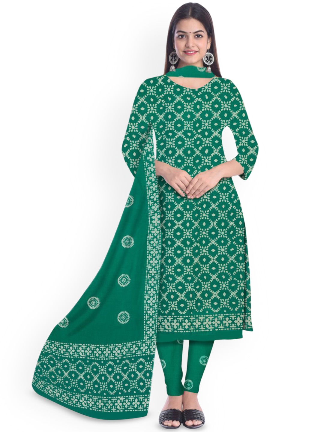 

Farooq Dyeing Floral Printed Pure Cotton Unstitched Dress Material, Teal