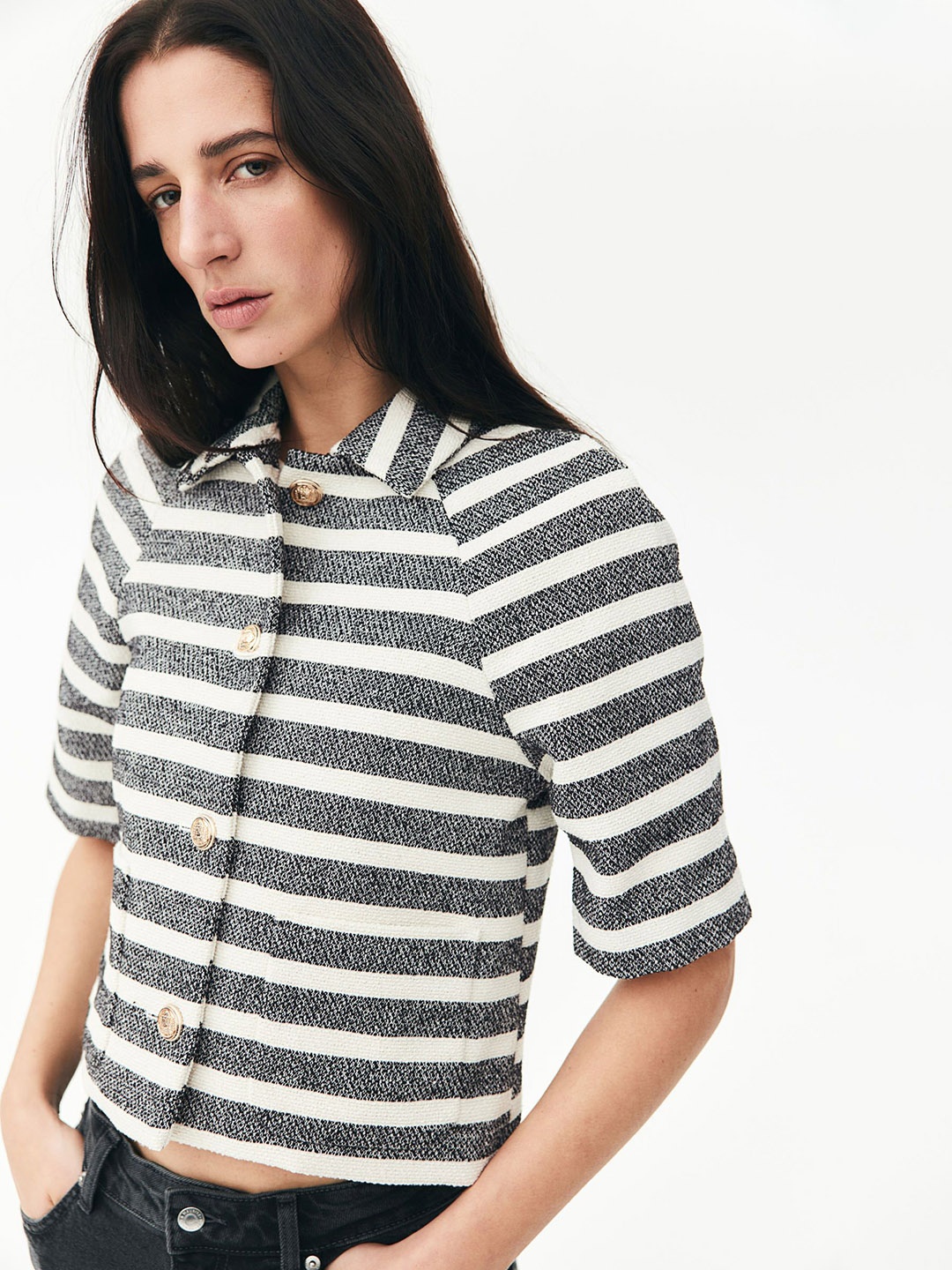 

H&M Short-Sleeved Jacket, Blue