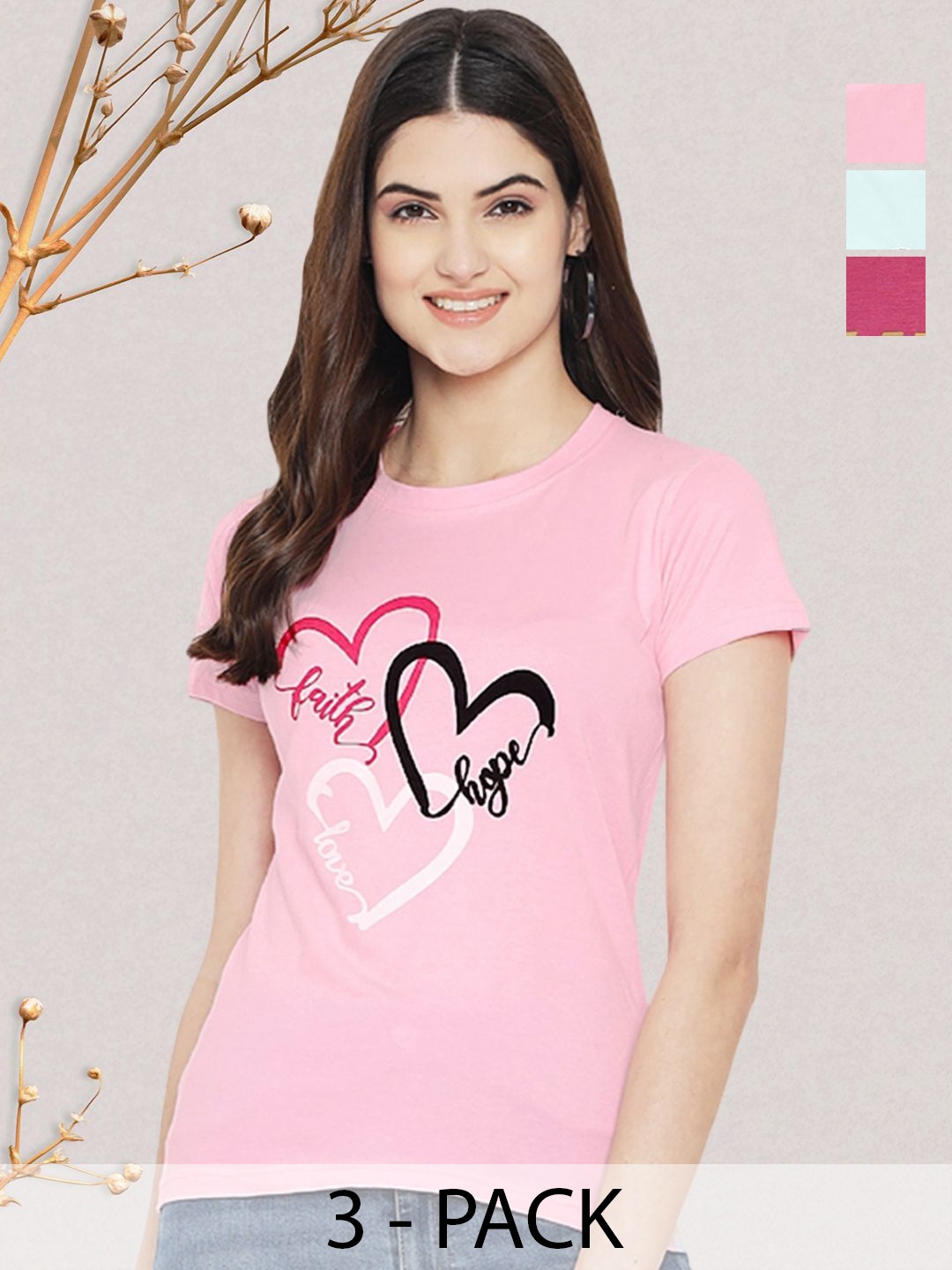 

GLOBAL NOMAD Women Typography 3 Printed Applique T-shirt, Multi