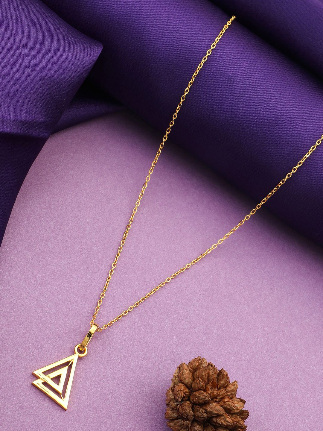 

MAIRA 925 Sterling Silver Gold-Plated Triangular Shaped Pendant With Chain