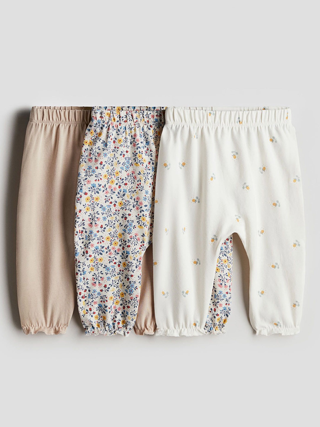 

H&M Girls 3-Pack Cotton Trousers, Beige