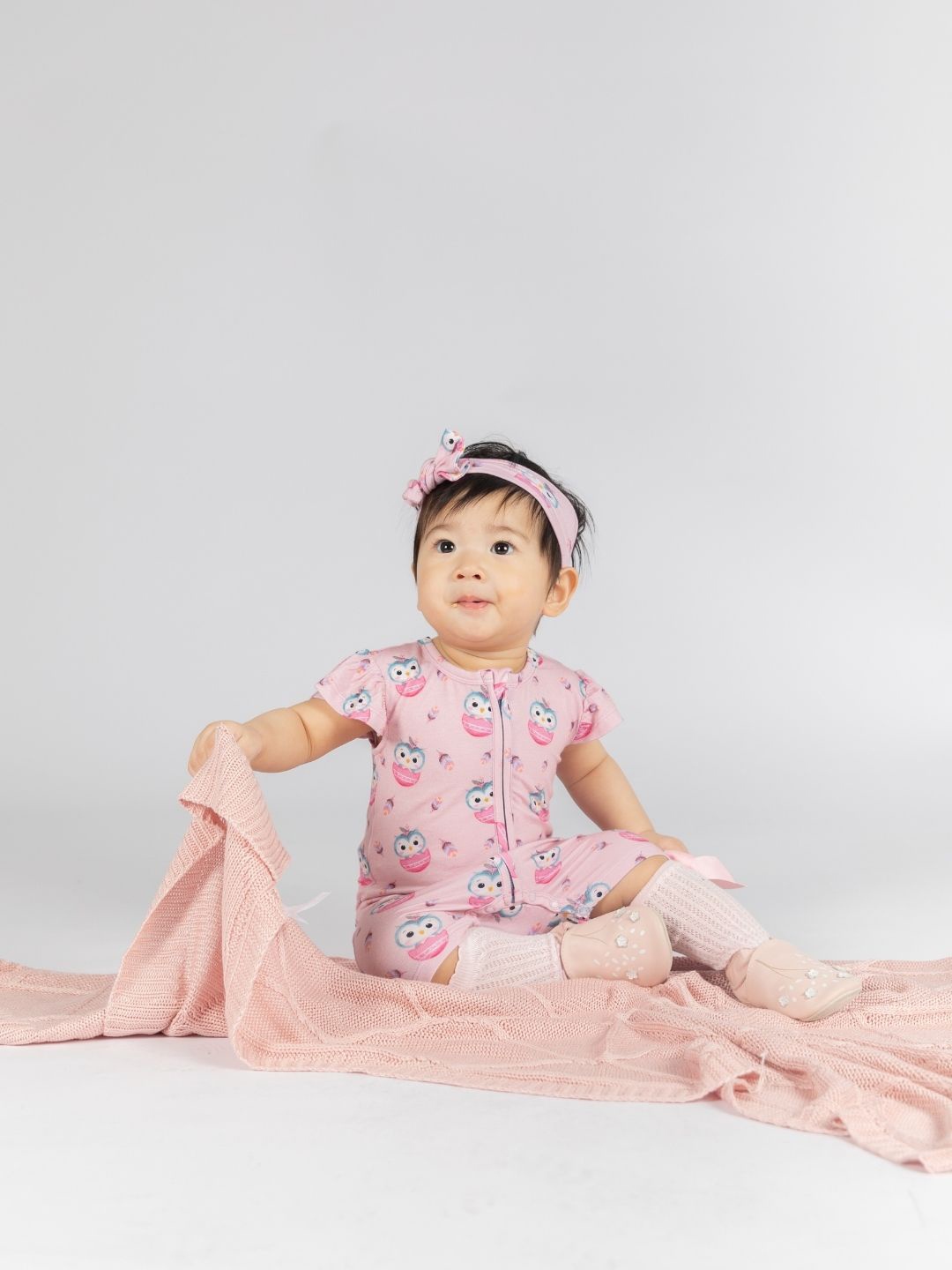 

THE PLUSH CLUB Infants Printed Round Neck Rompers, Pink
