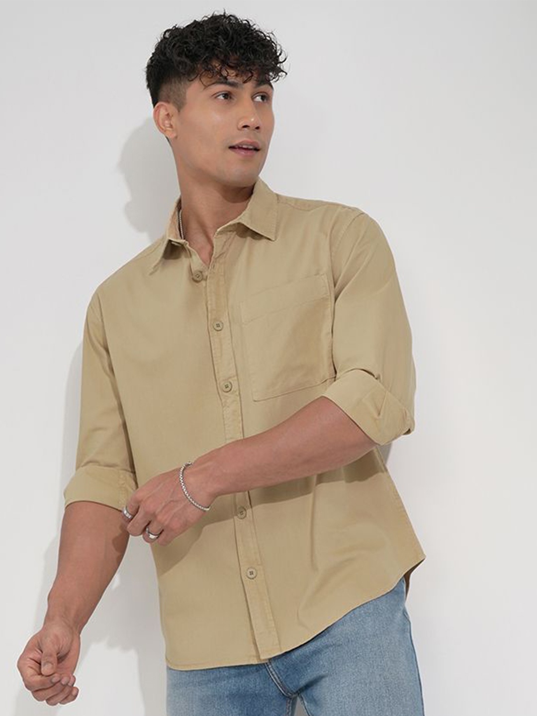 

HIGHLANDER Men Comfort Opaque Casual Shirt, Mustard