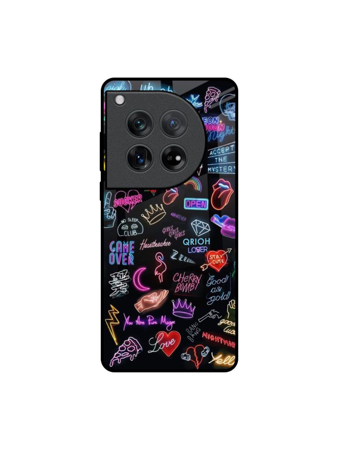 

QRIOH Quirky Printed Oneplus 12 Back Case Mobile Accessories, Black