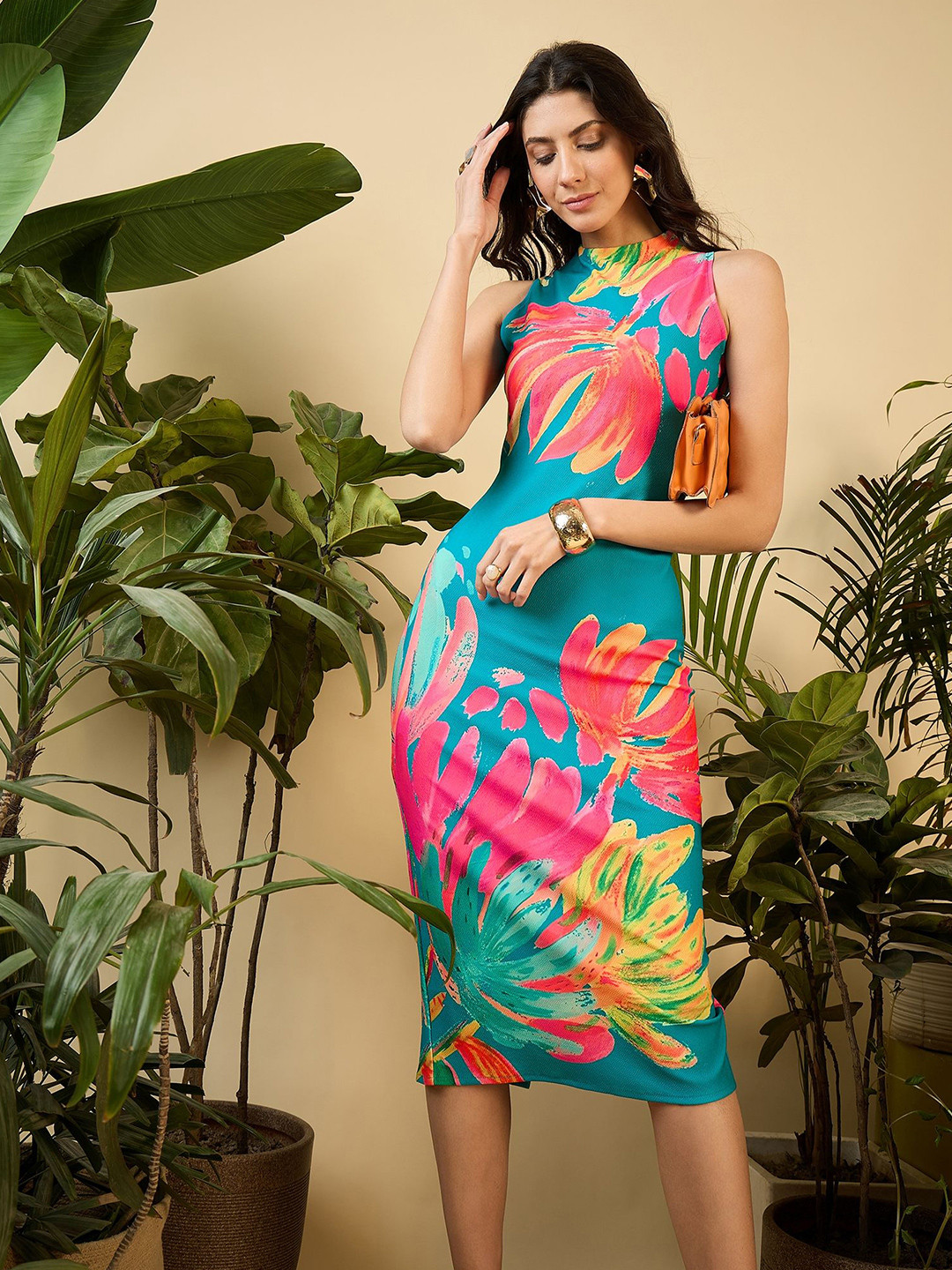 

MABISH by Sonal Jain Floral Print Sheath Midi Dress, Multi