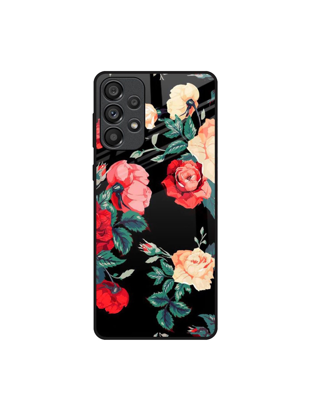 

QRIOH Floral Printed Samsung Galaxy A73 5G Back Case Mobile Accessories, Black