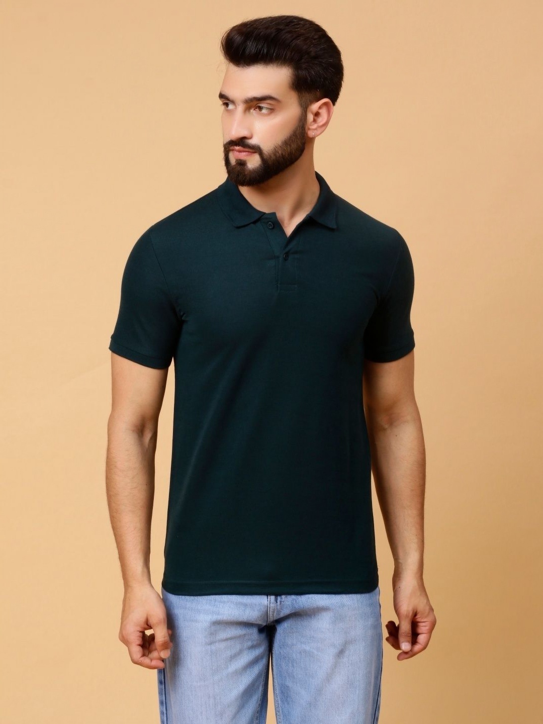 

AAITHAN Men Polo Collar T-shirt, Green