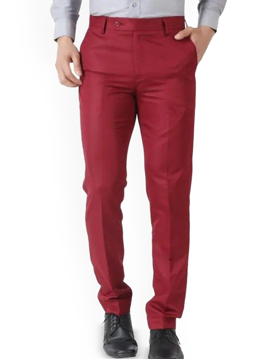 

KANU FASHION Men Comfort Regular Fit Mid-Rise Trouser, Maroon