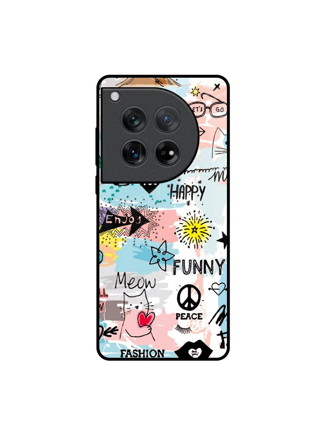 

QRIOH Typography Printed Oneplus 12 Back Case Mobile Accessories, Black