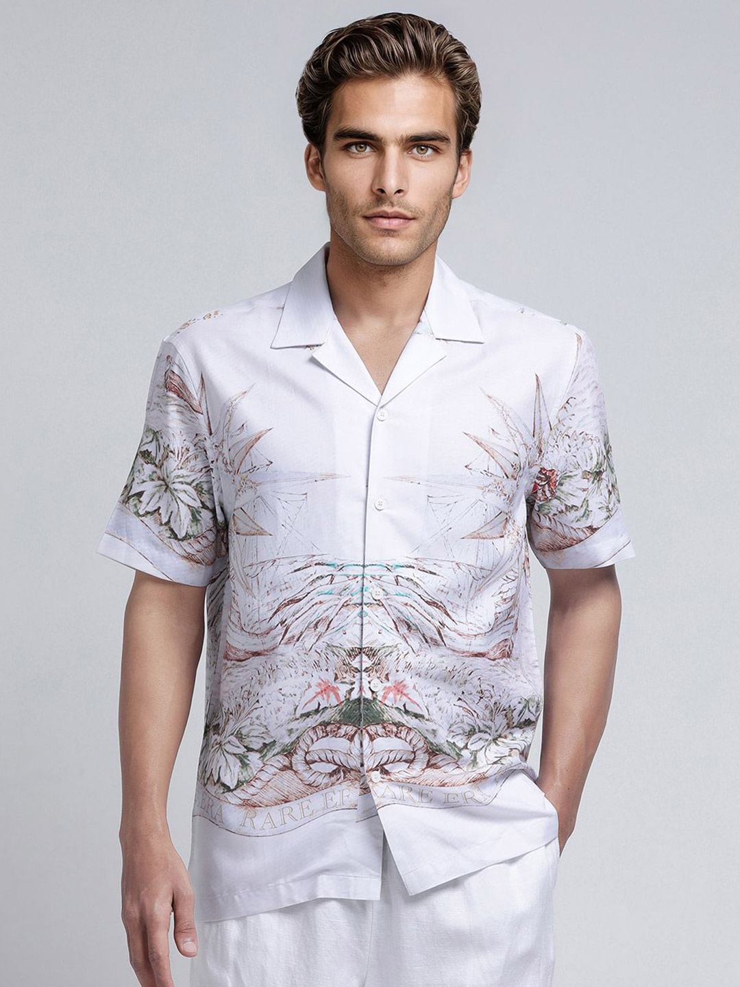 

RARE RABBIT Men Comfort Opaque Printed Casual Shirt, Blue