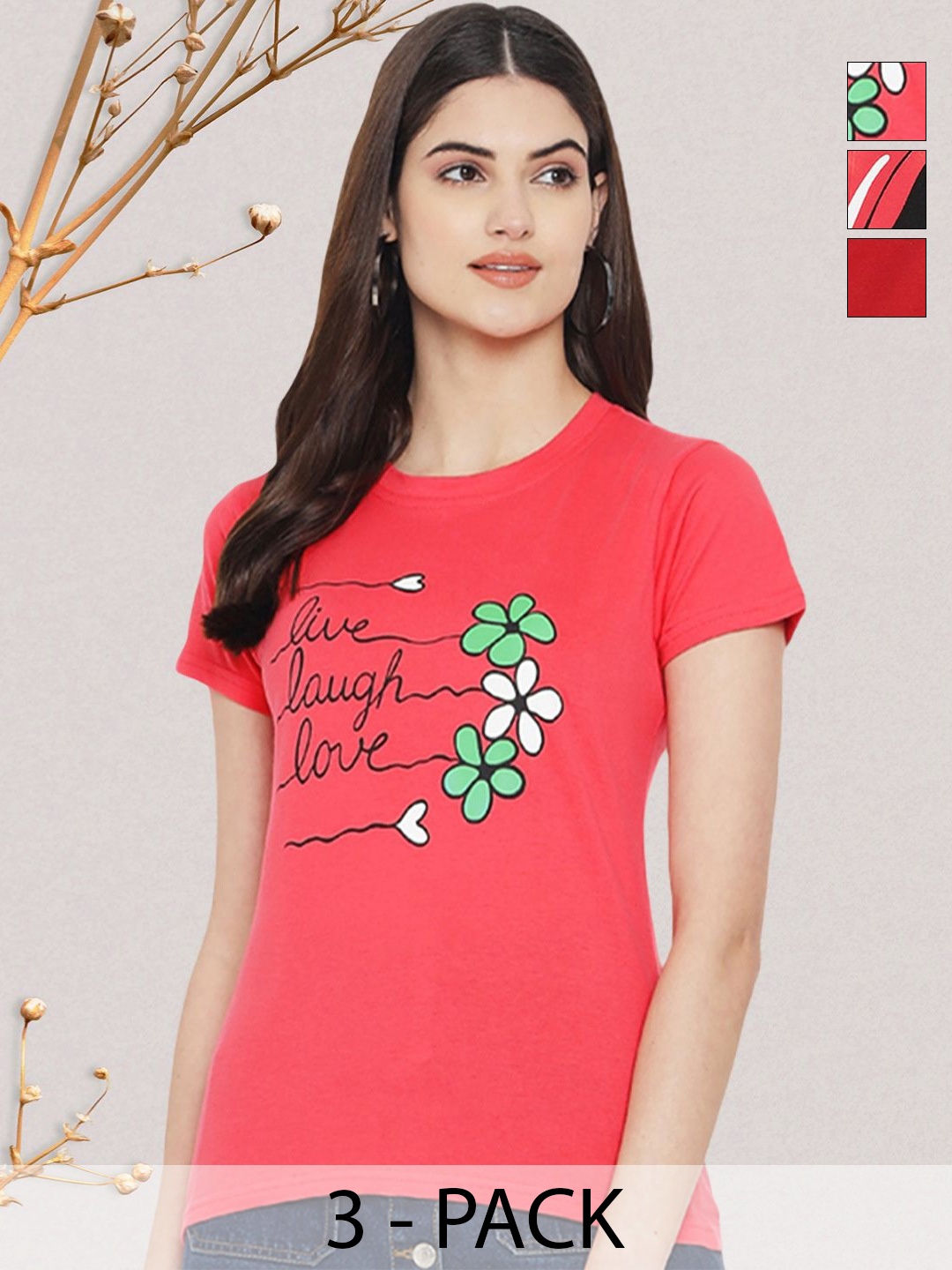 

GLOBAL NOMAD Women Typography 3 Printed Applique T-shirt, Multi