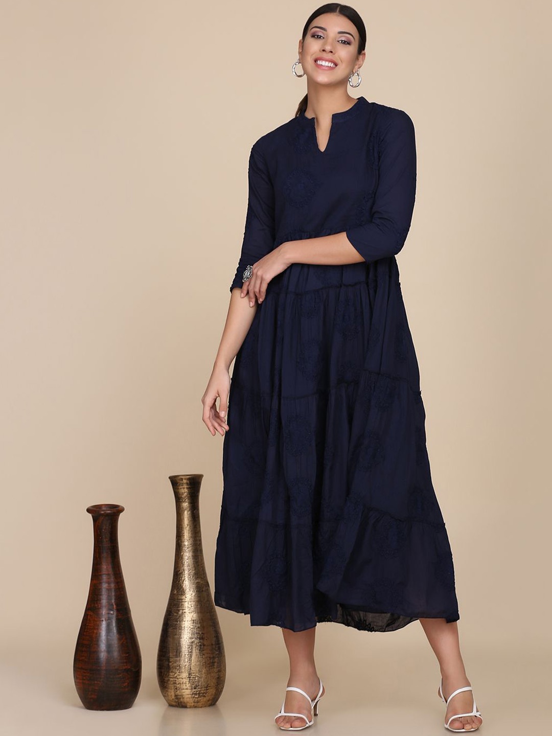 

DIVASTRI Women Printed Anarkali Kurta, Blue