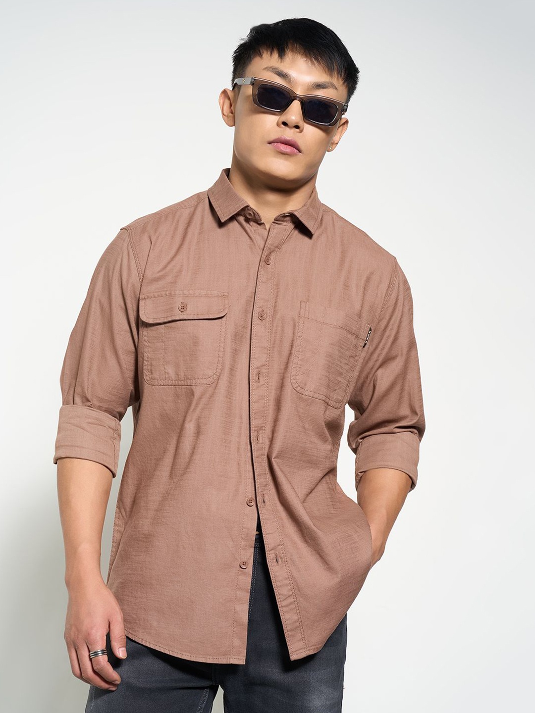 

SF JEANS by Pantaloons Men Slim Fit Opaque Casual Shirt, Tan