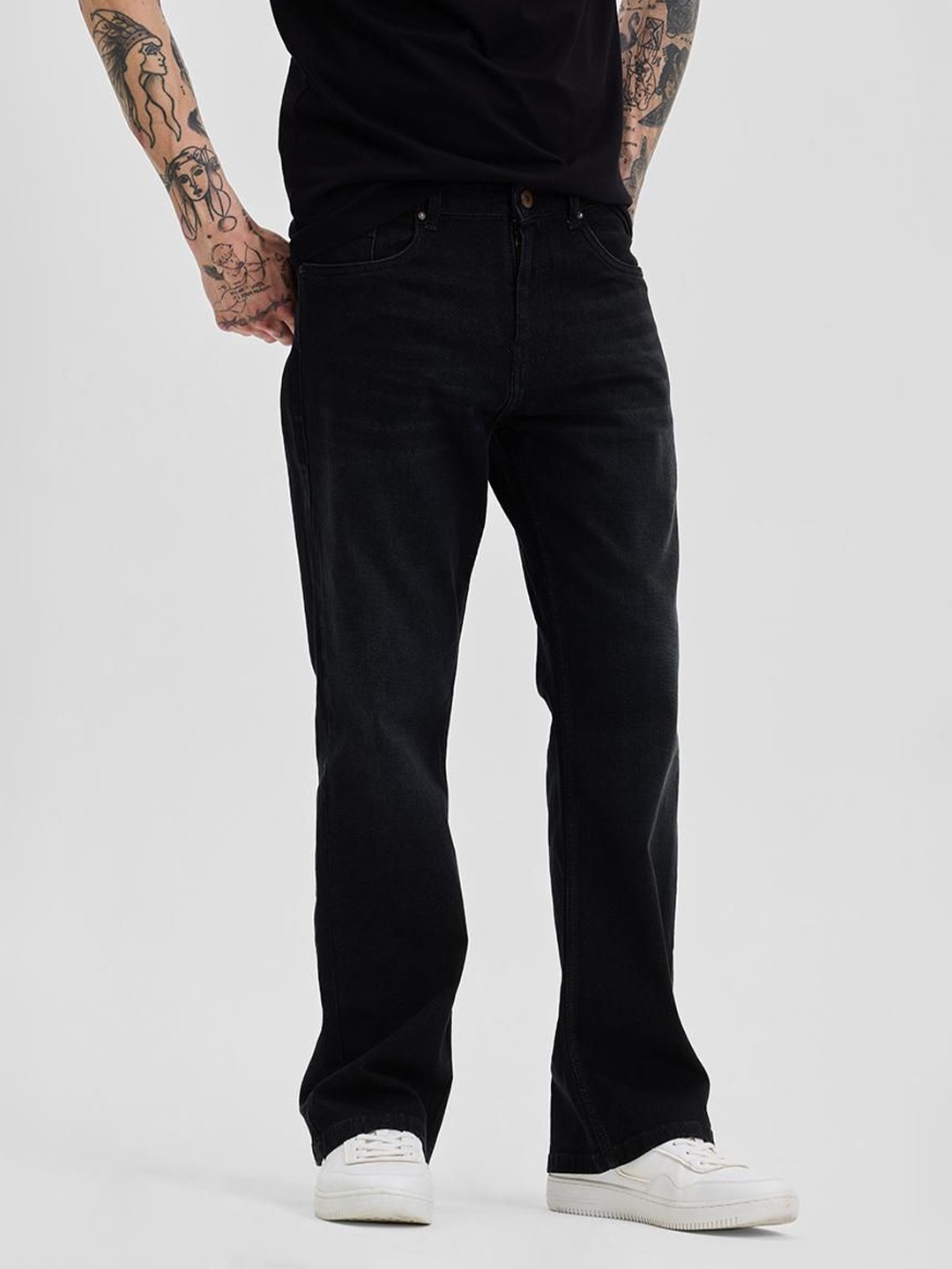 

Snitch Men Classic Bootcut Stretchable Jeans, Black