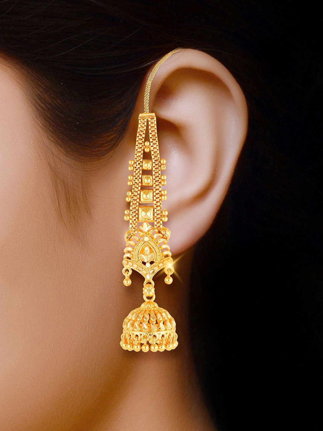 

DIVASTRI Gold-Plated Dome Shaped Elite Chic Push Back Jhumkas