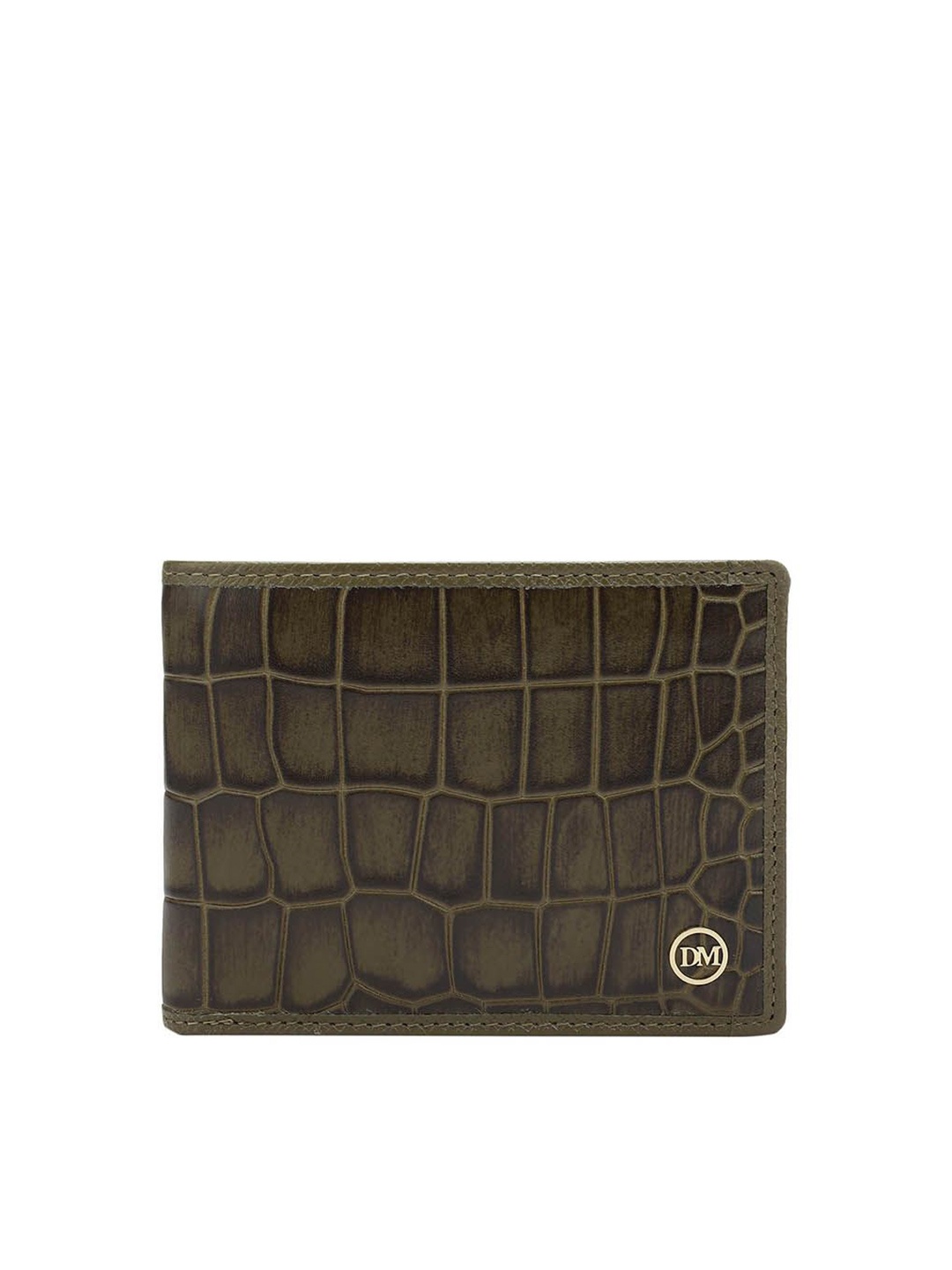 

Da Milano Men Textured Leather Two Fold Wallet, Green