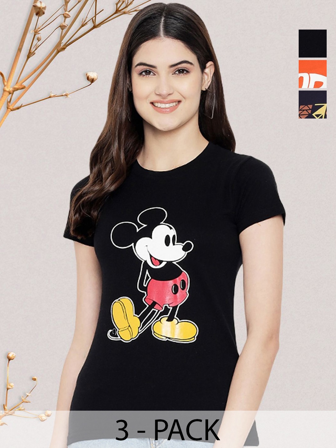

GLOBAL NOMAD Women Typography 3 Printed Applique T-shirt, Multi