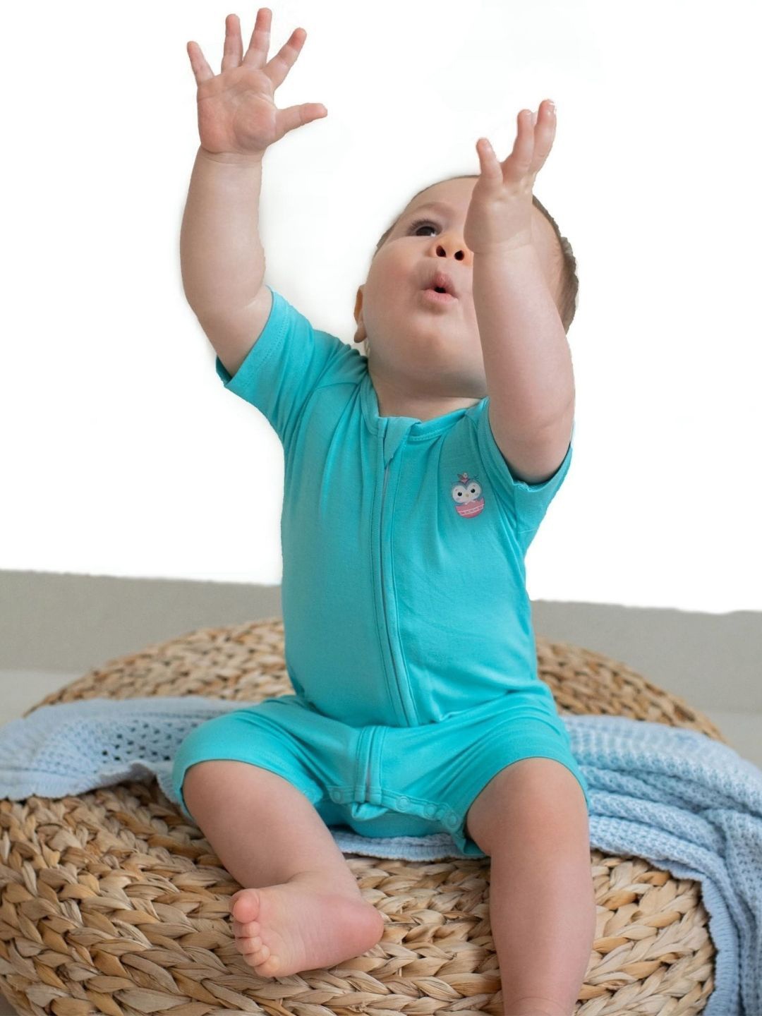 

THE PLUSH CLUB Infants Half Sleeves Romper, Blue