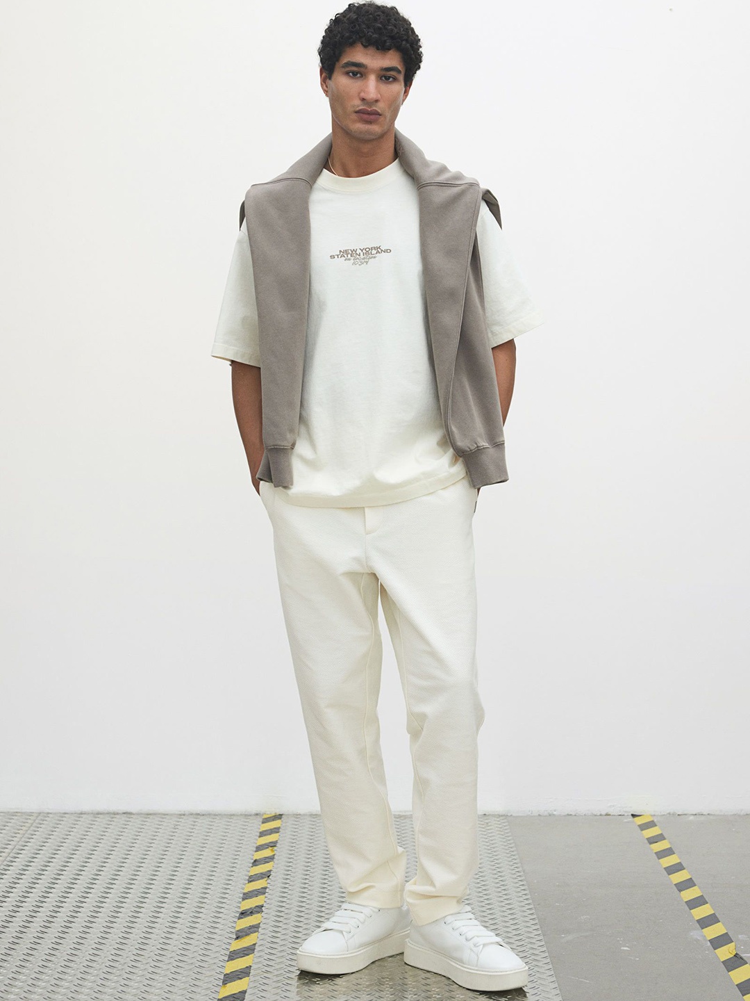 

H&M Slim Fit Sweatpants, White