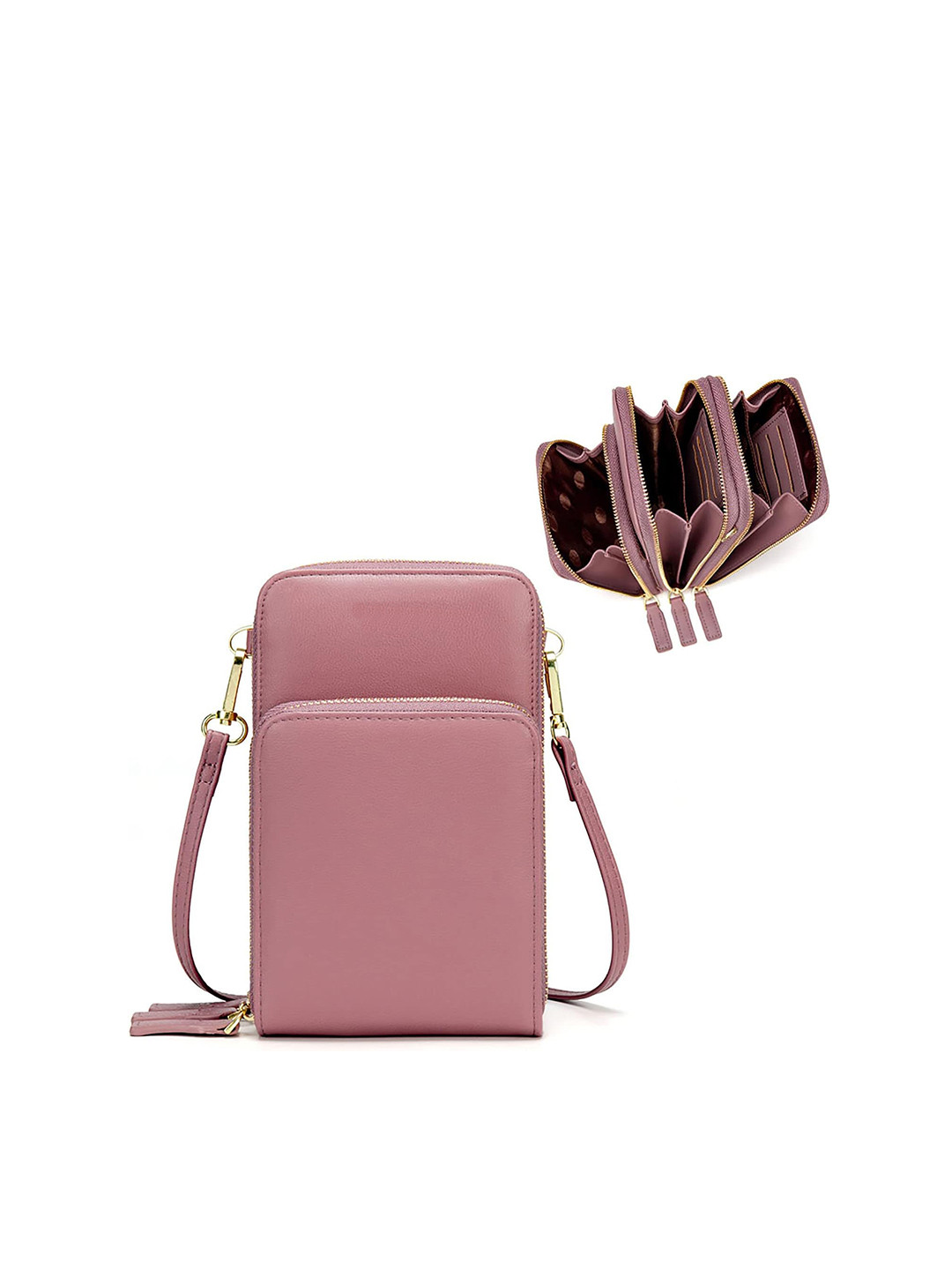 

VALERIE PU Structured Handheld Bag with Tasselled, Pink