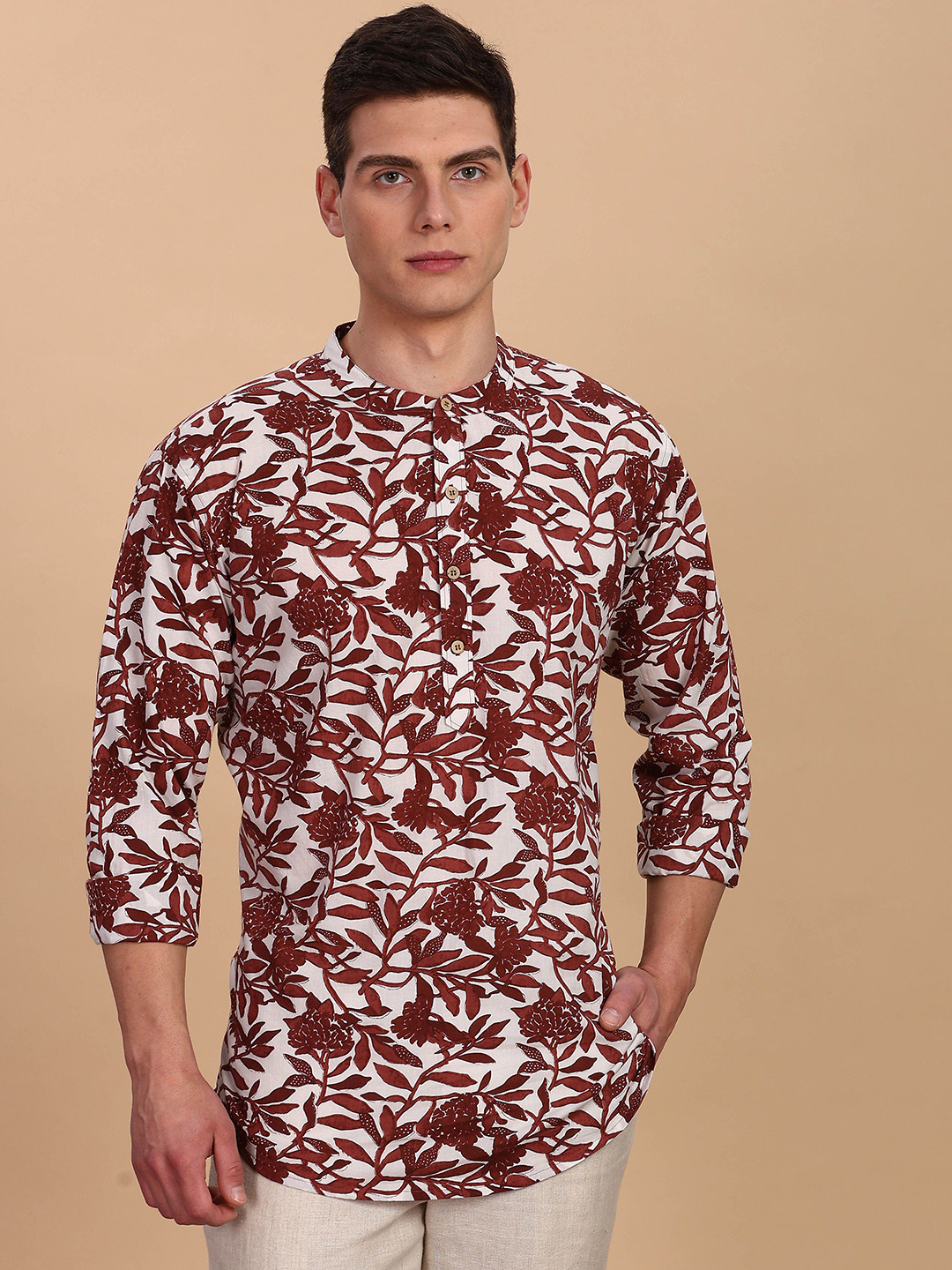

Anouk Floral Printed Cotton Short Straight Kurta, White