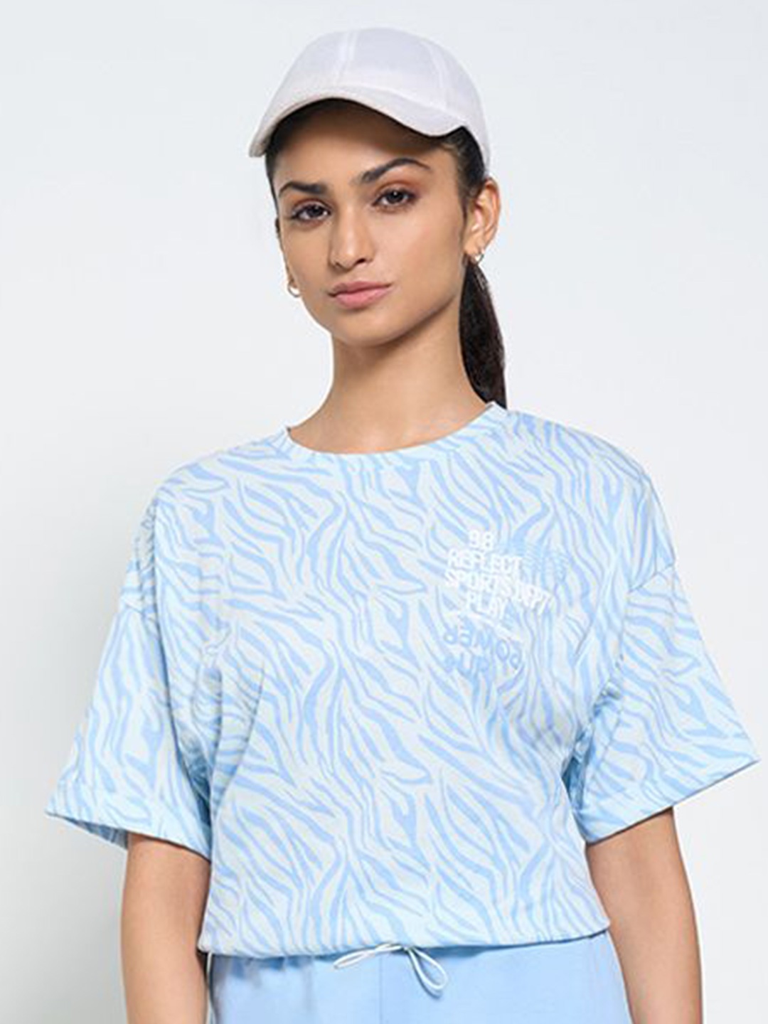 

Ajile by Pantaloons Print Extended Sleeves Cotton Top, Blue