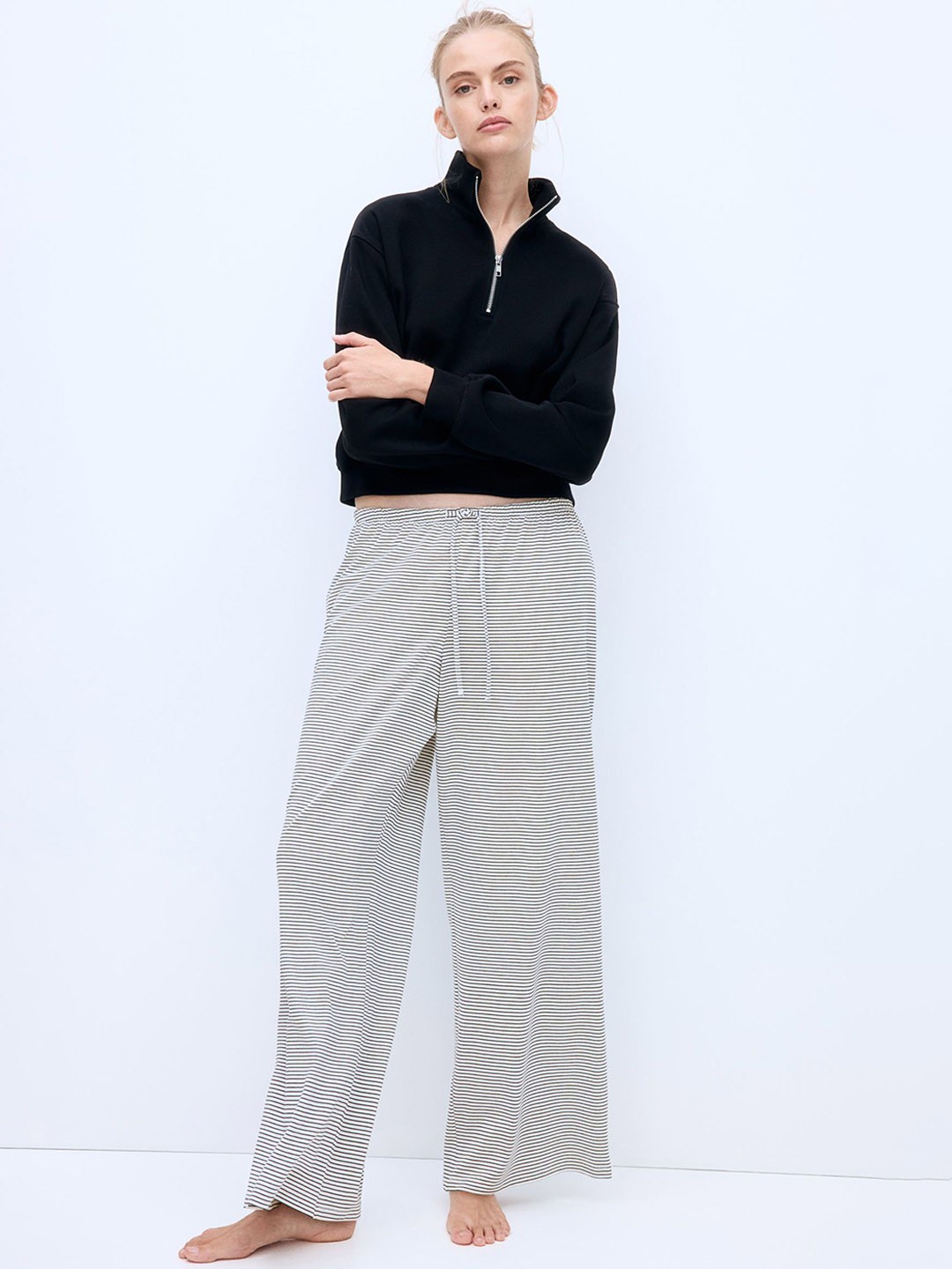 

H&M Straight Drawstring Trousers, White