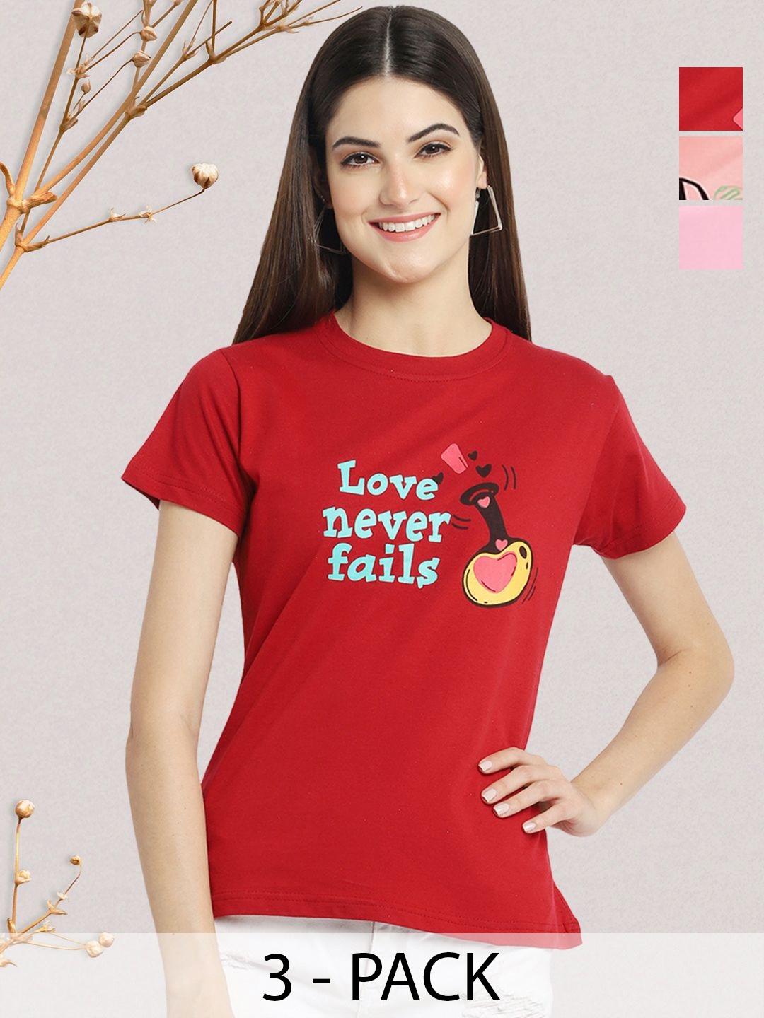 

GLOBAL NOMAD Women Typography 3 Printed Applique T-shirt, Multi