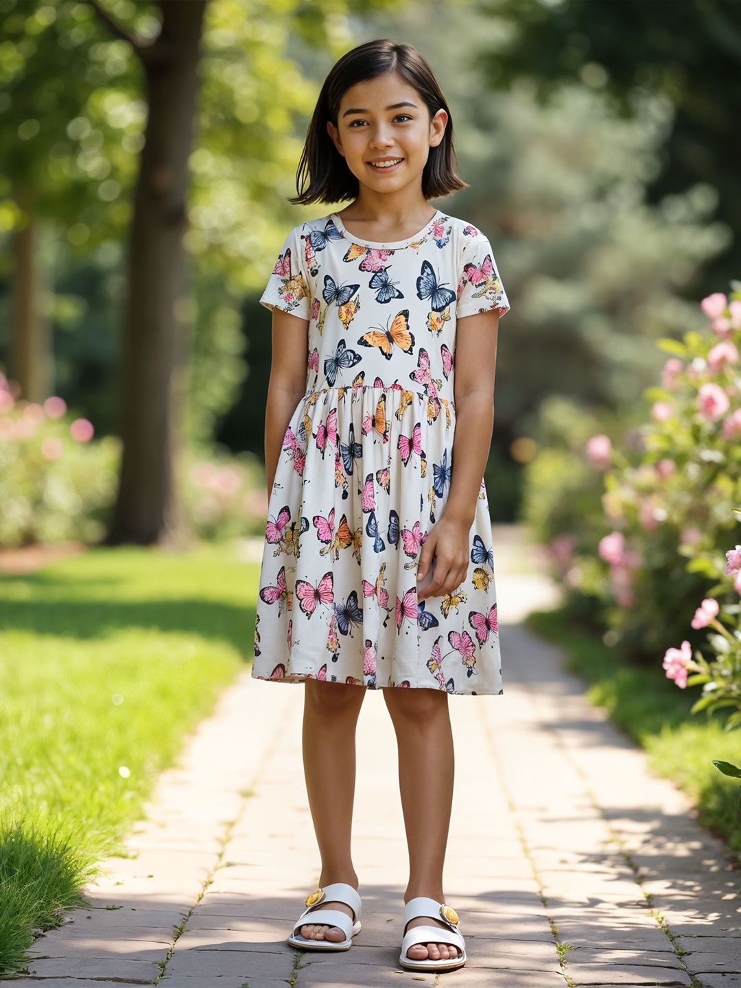 

Miss & Chief Floral Print Fit & Flare Dress, White