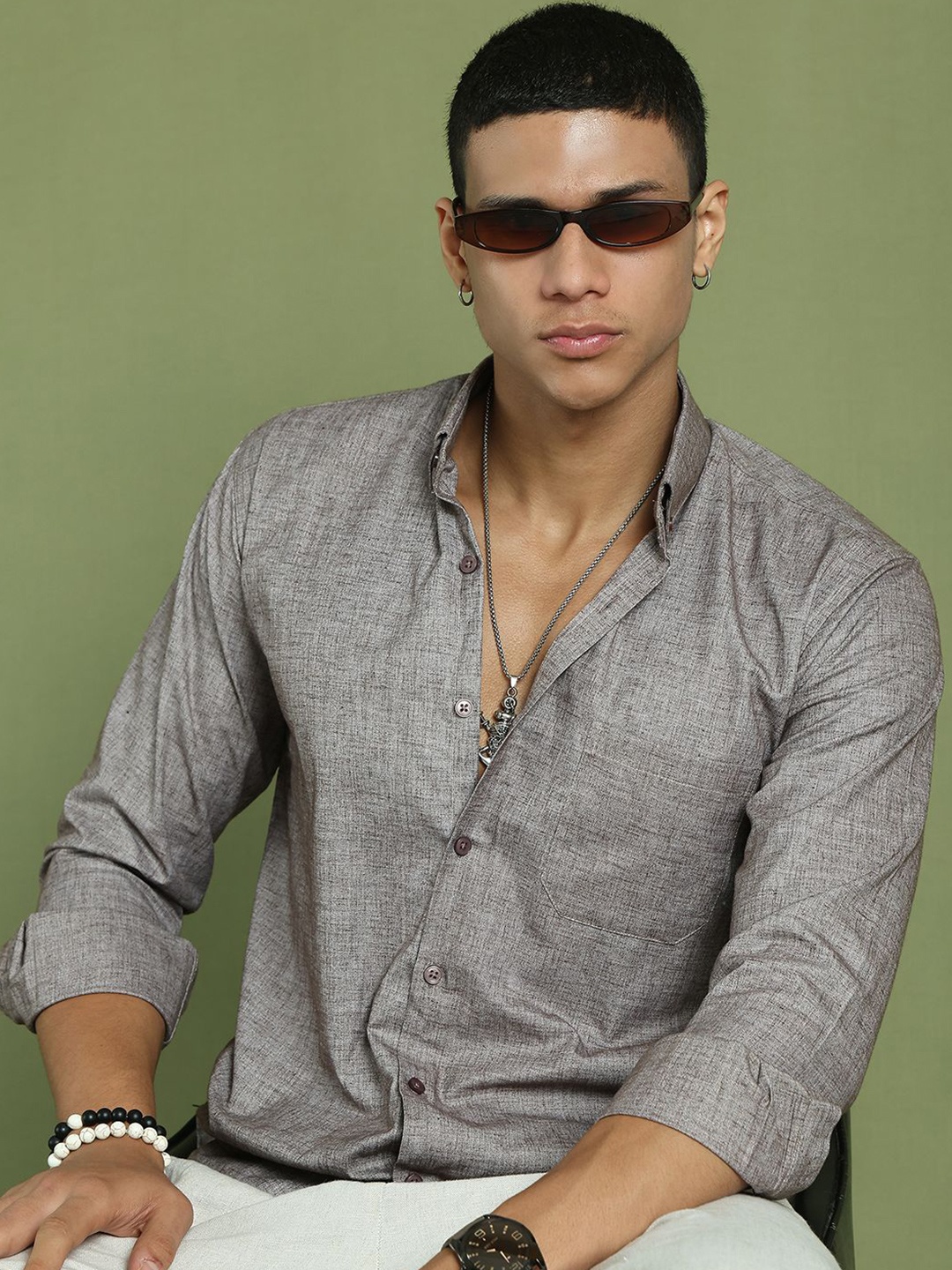 

Indian Needle Men Classic Opaque Casual Shirt, Mauve